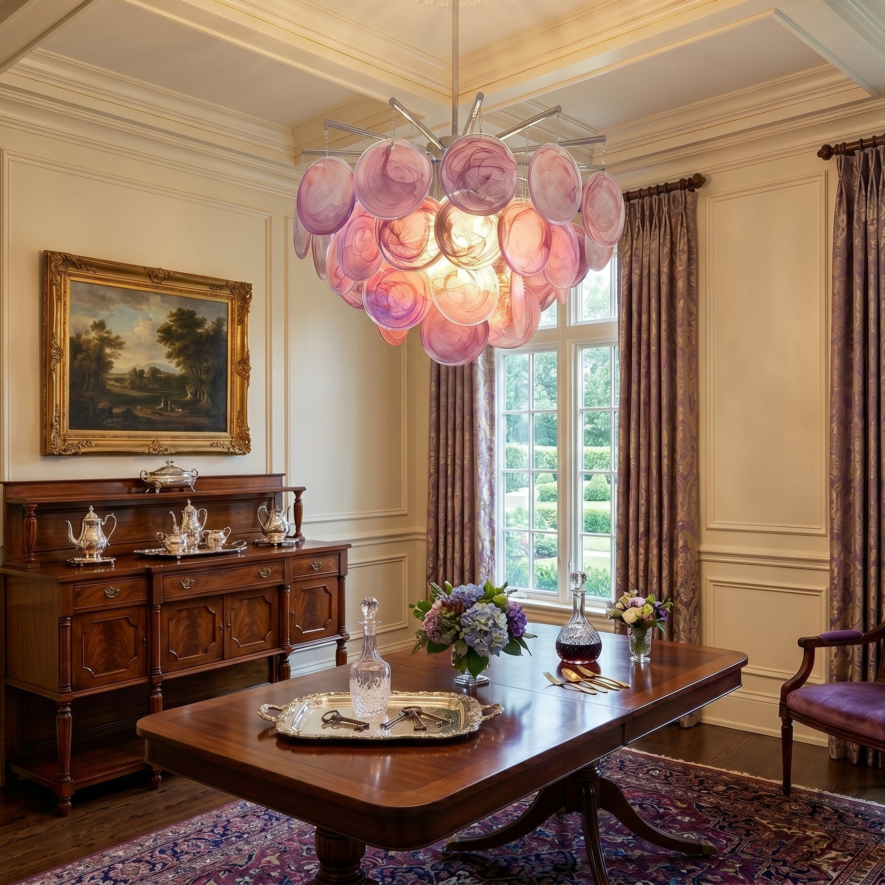 Close-up of the individual glass elements on the Camisa Chandelier.