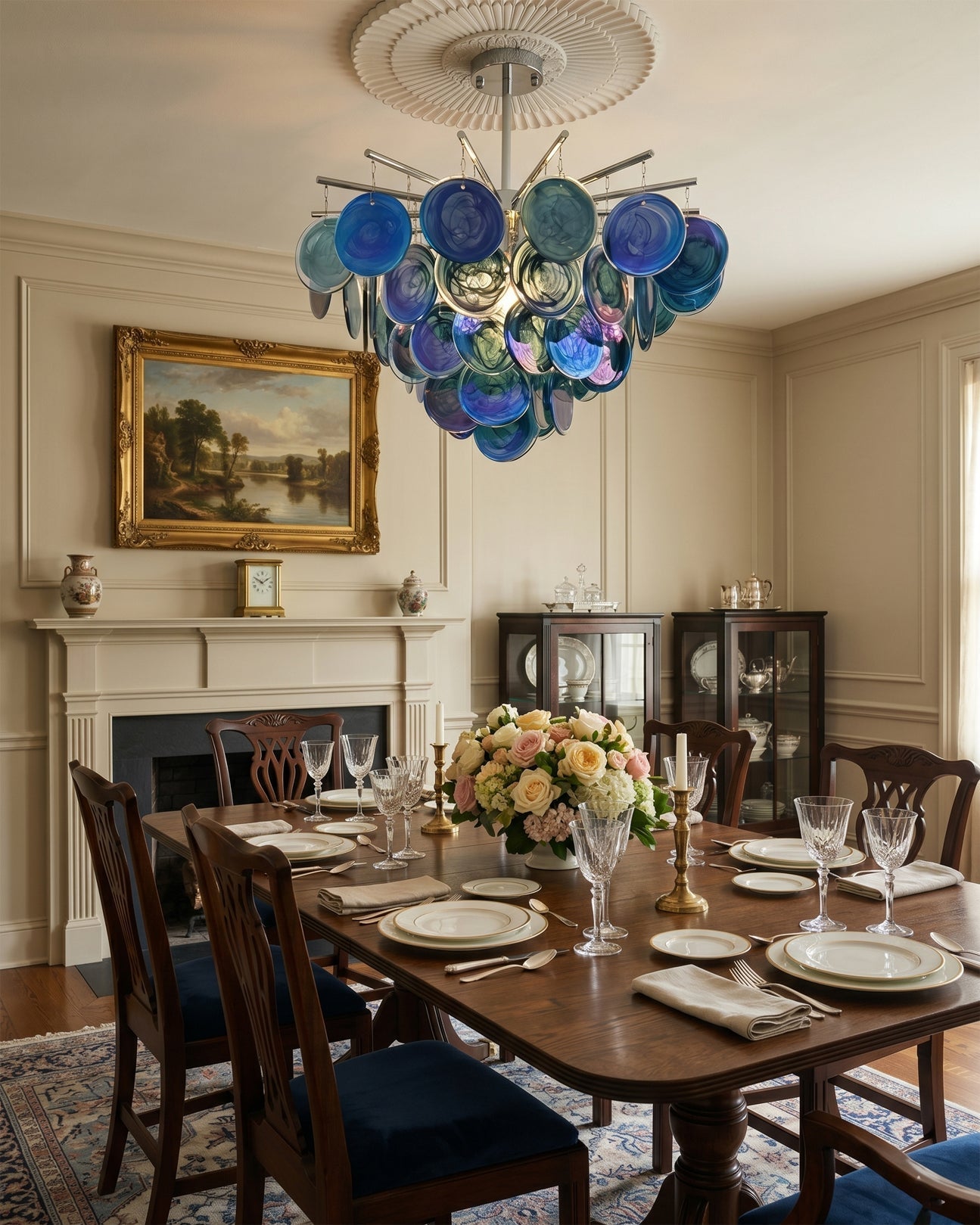 A different color option for the Camisa Glass Chandelier.