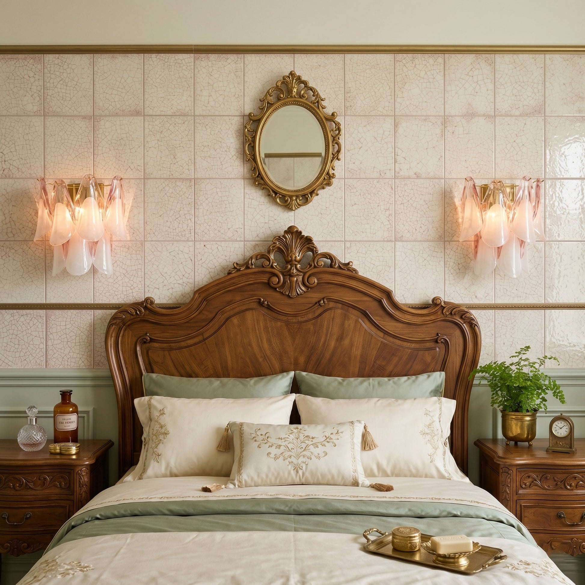 The Foliage Wall Sconce mounted on a dark wall, casting a warm glow.