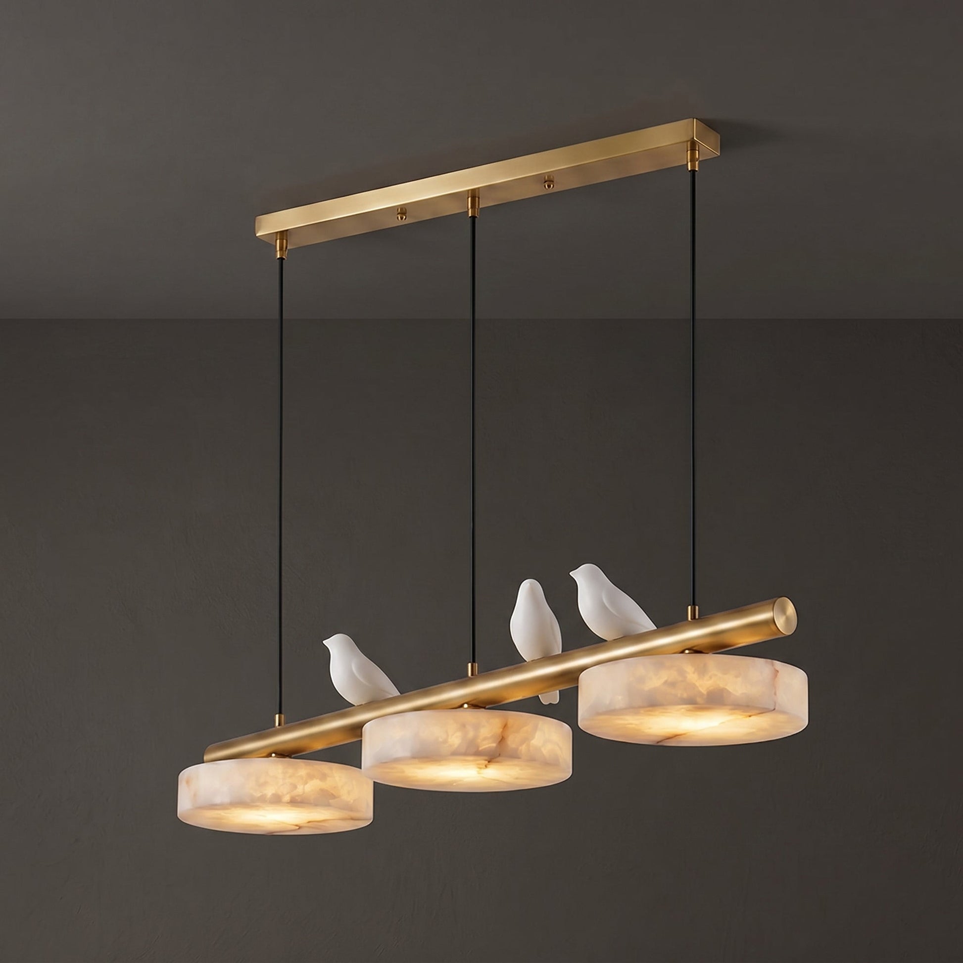 Dimension diagram for the Sienna Bird Alabaster Chandelier.
