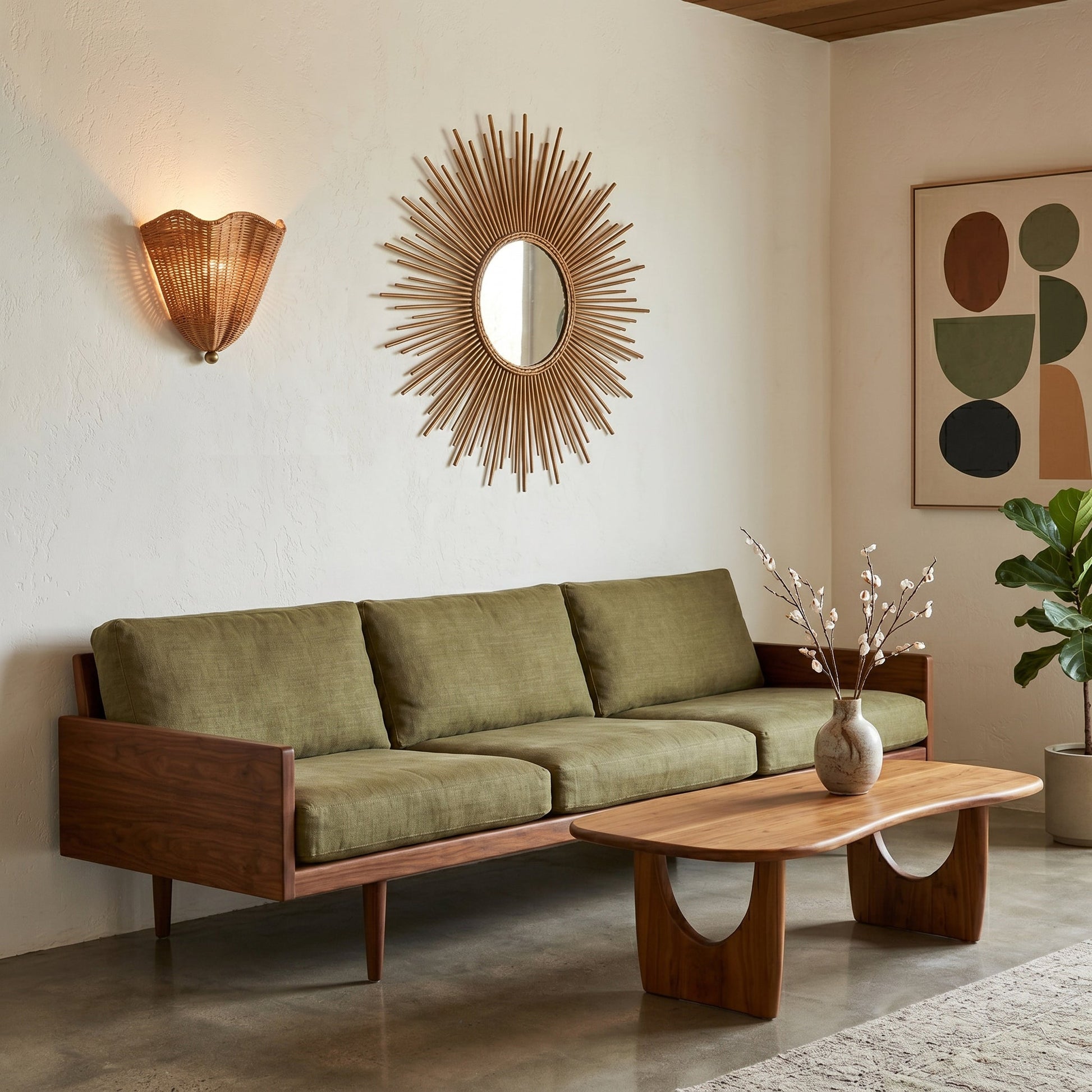 The Sarasota sconce mounted above a bedside table in a bedroom.