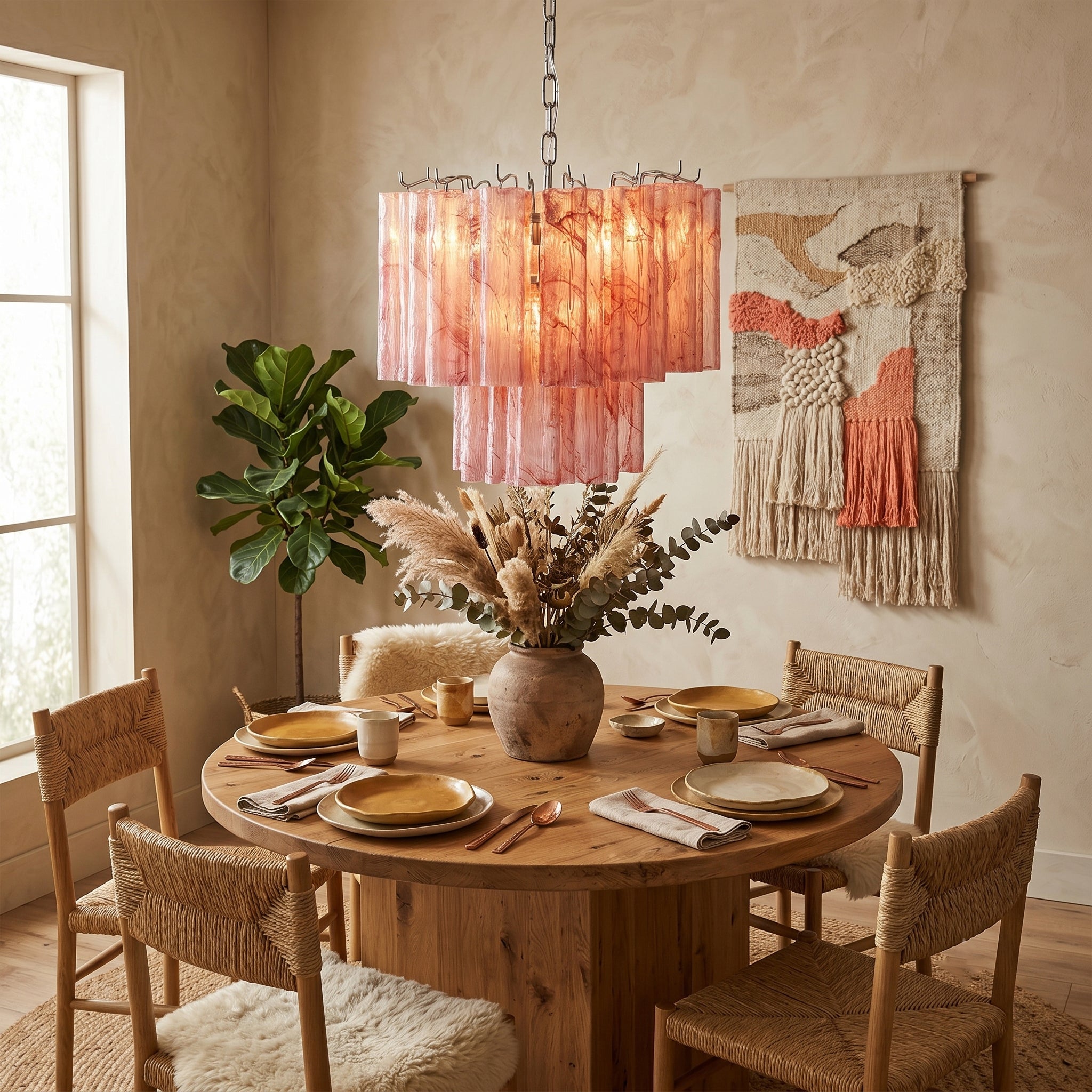 The 2-layer Rhodes Glass Chandelier, Dia 40cm, shown from the side.