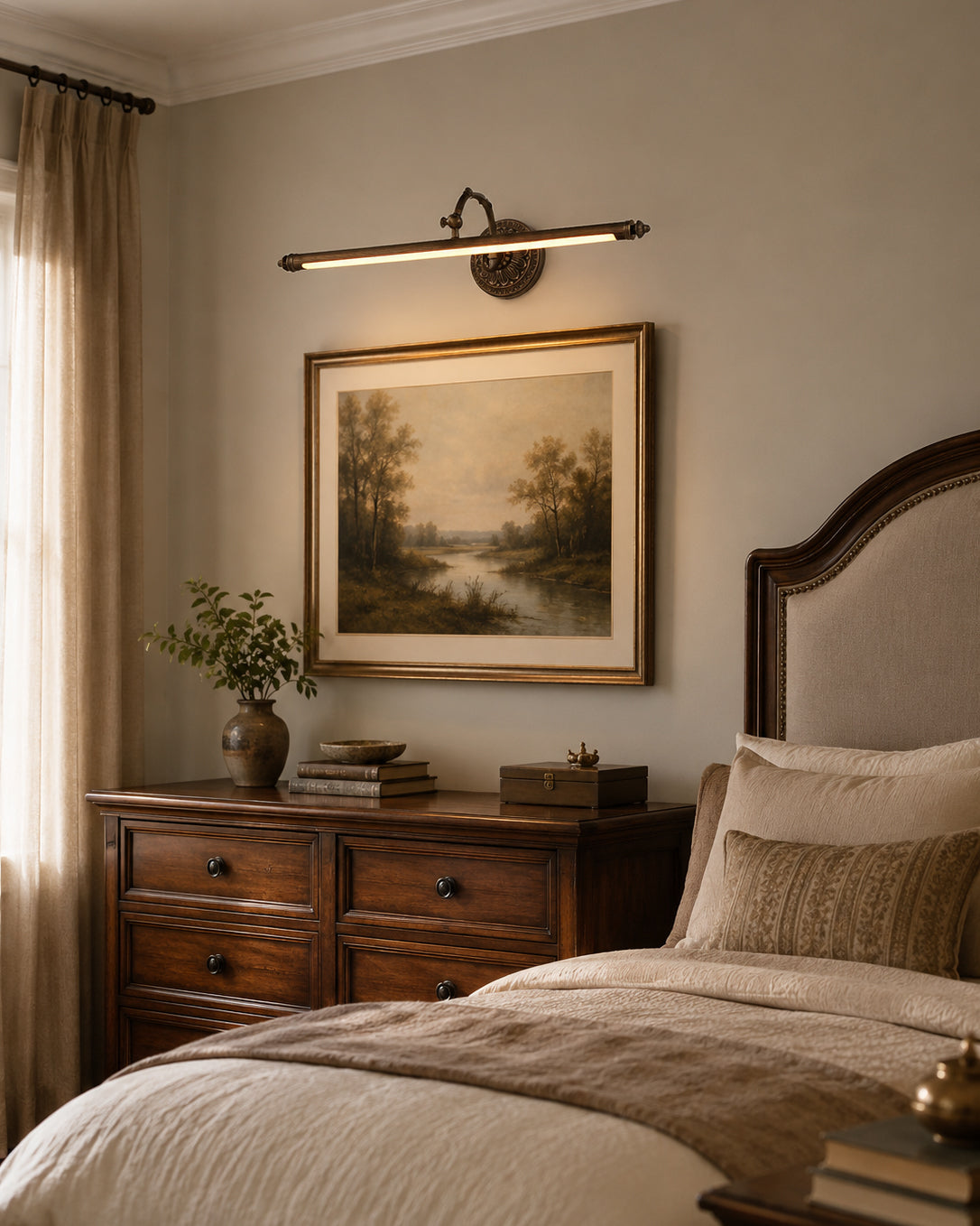 The Ellesmere wall sconce shown in the 'Antique Brass' finish.