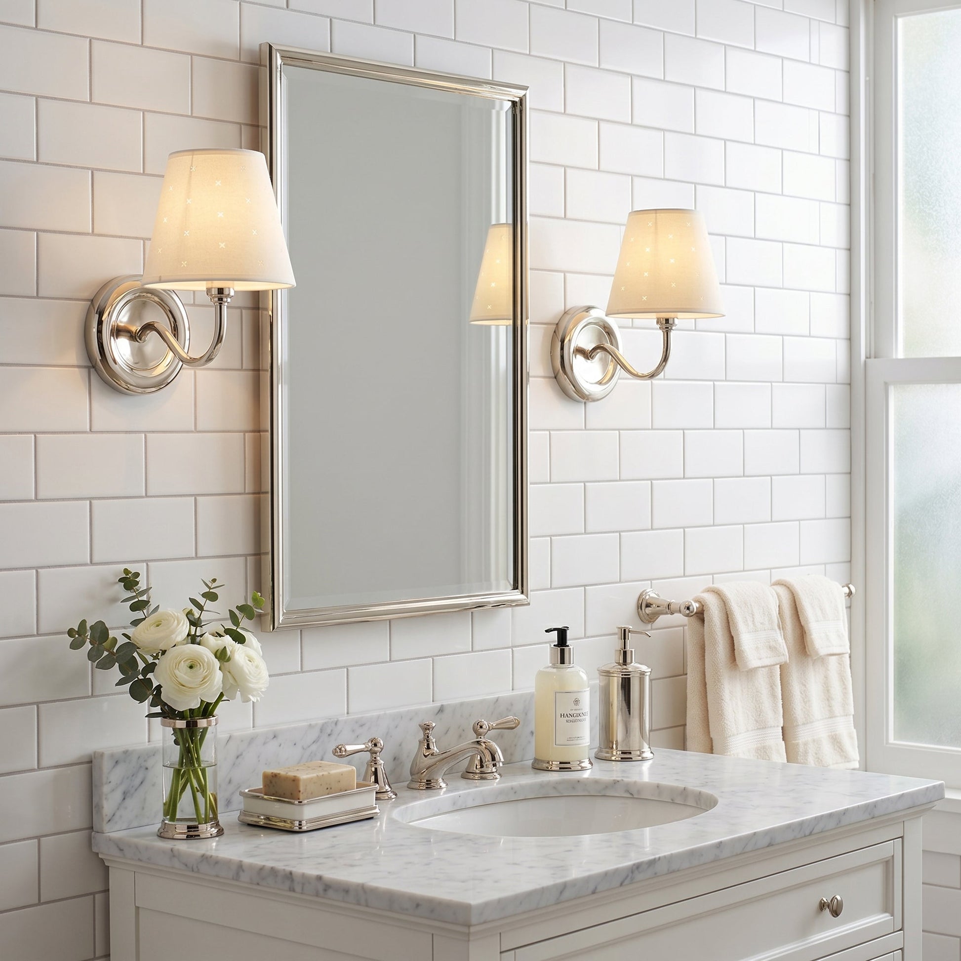 The Caleb Starburst Wall Sconce installed in a bedroom next to a headboard.
