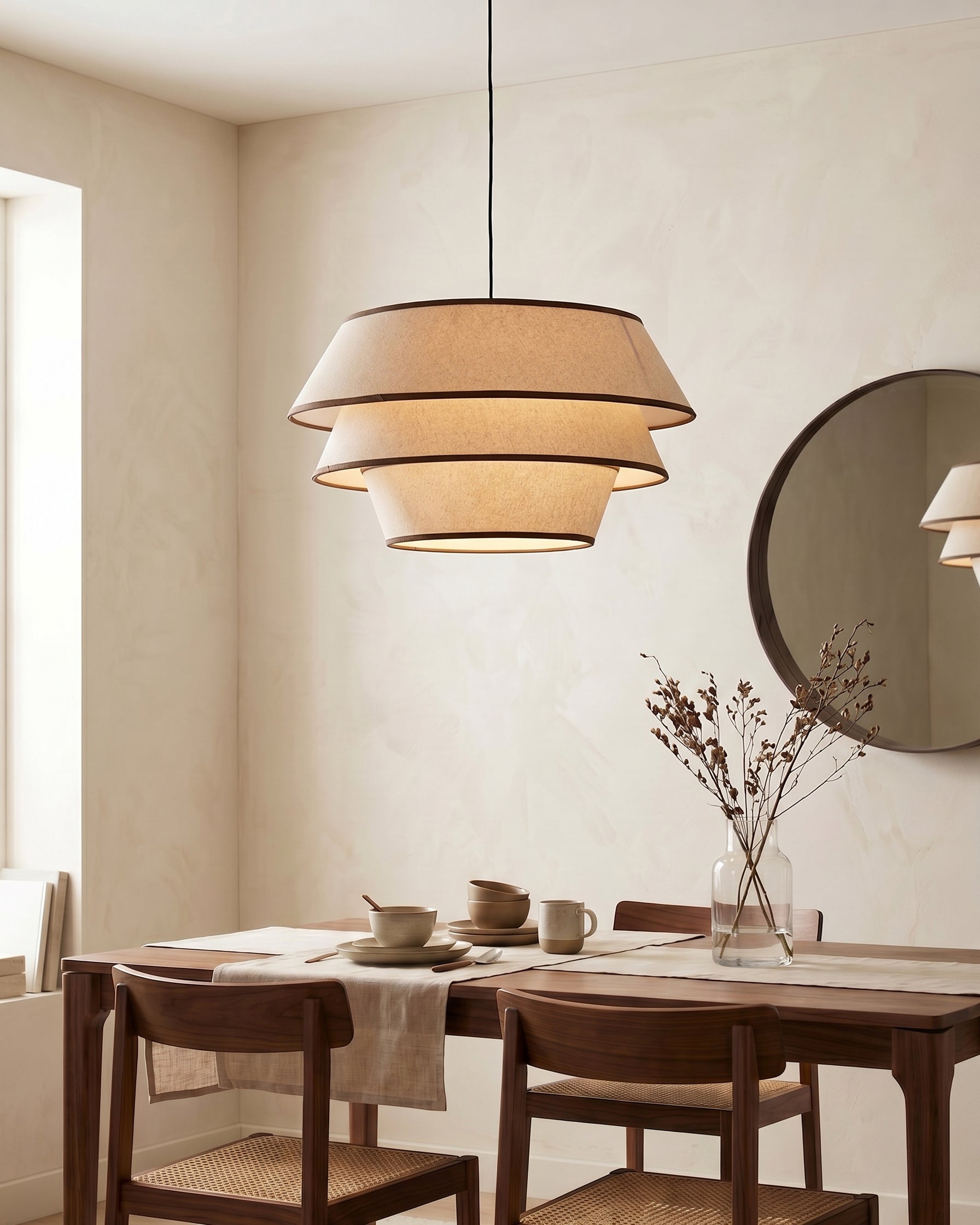 The medium size of the Auden Pendant Light, ideal for standard dining areas.