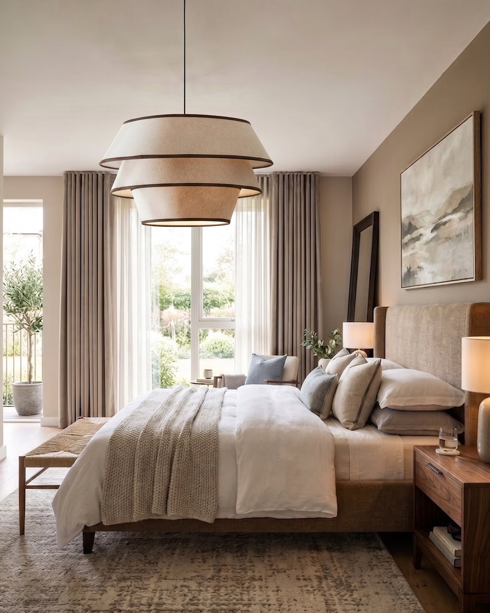 Auden Pendant Light shown in a minimalist entryway, providing a warm welcome.
