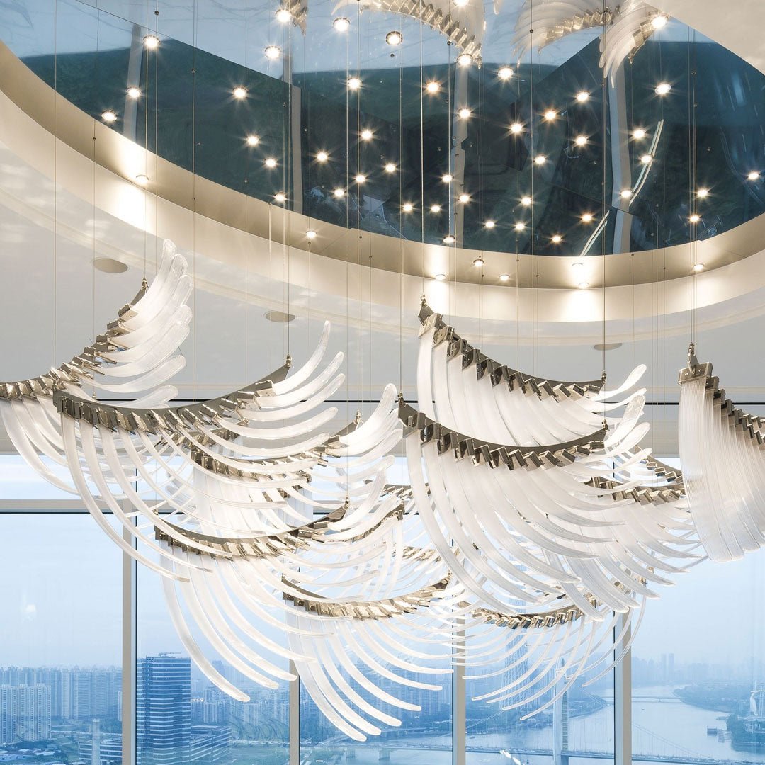 Eurrinia Glass Wing Cluster Chandelier-Neutral Decor