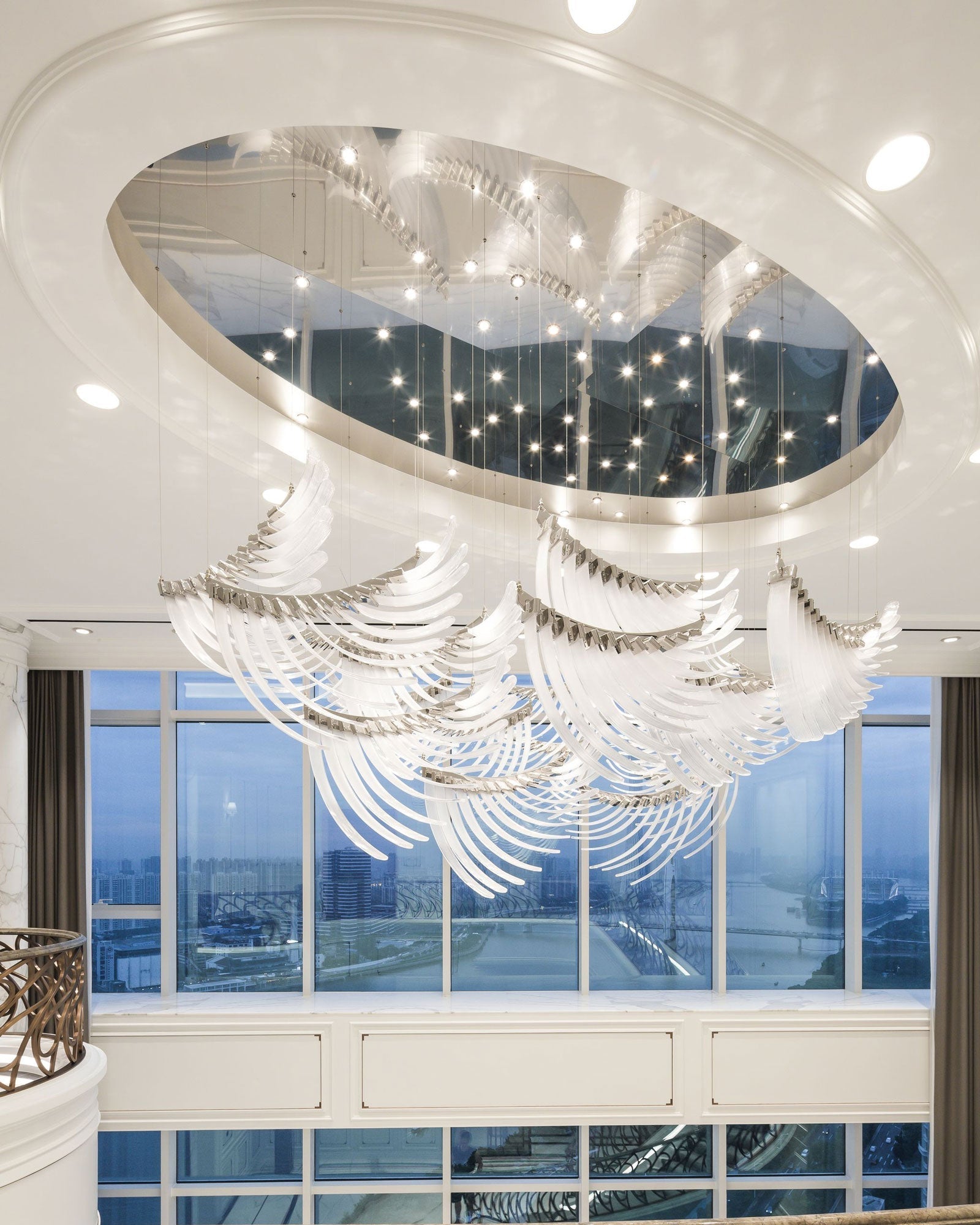 Eurrinia Glass Wing Cluster Chandelier-Neutral Decor