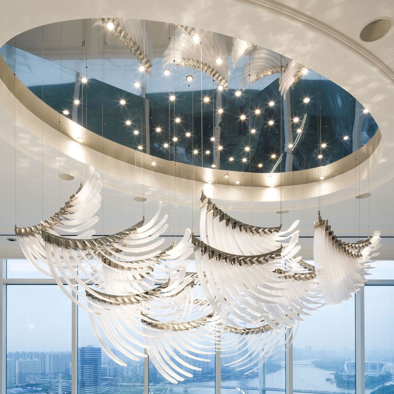 Eurrinia Glass Wing Cluster Chandelier-Neutral Decor