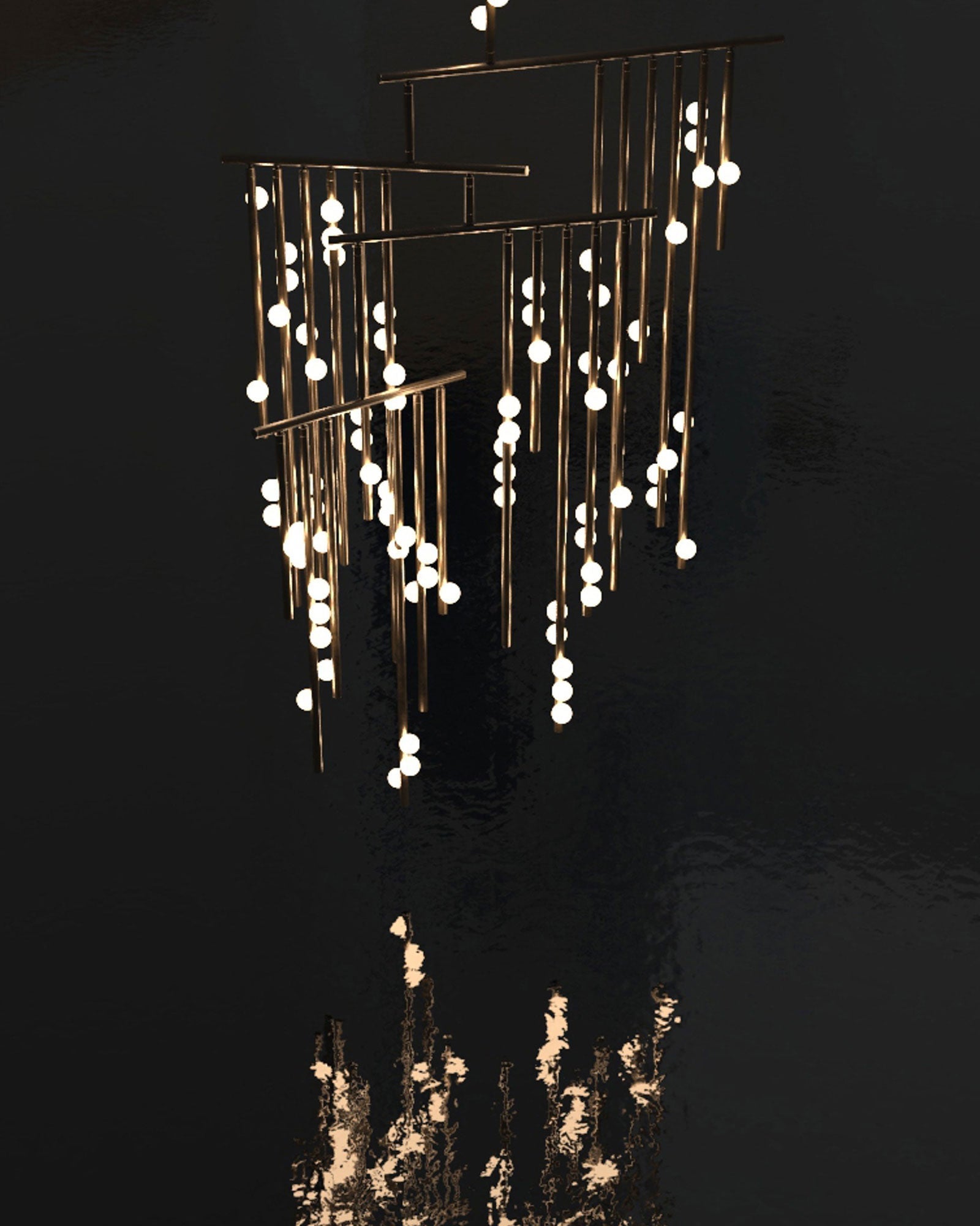 Bara Geometric Brass Linear Pendant Light Chandelier-Neutral Decor