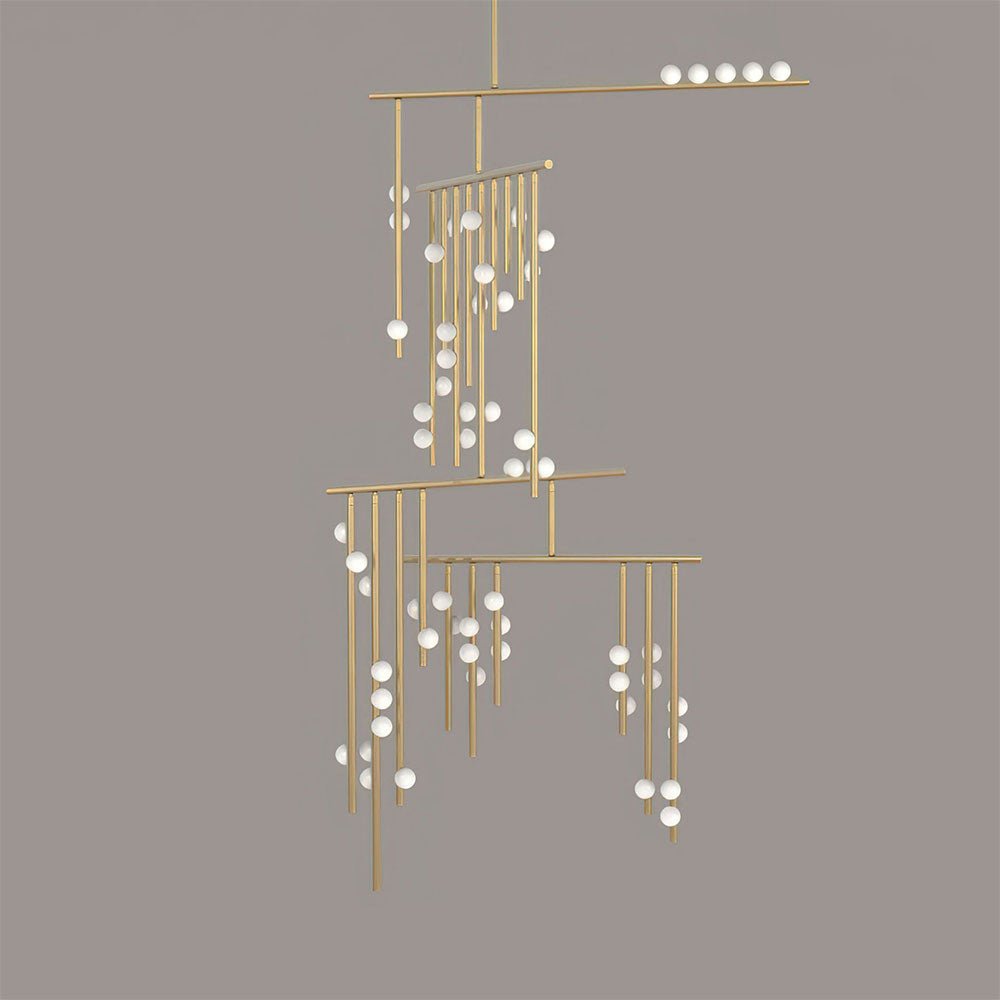 Bara Geometric Brass Linear Pendant Light Chandelier-Neutral Decor