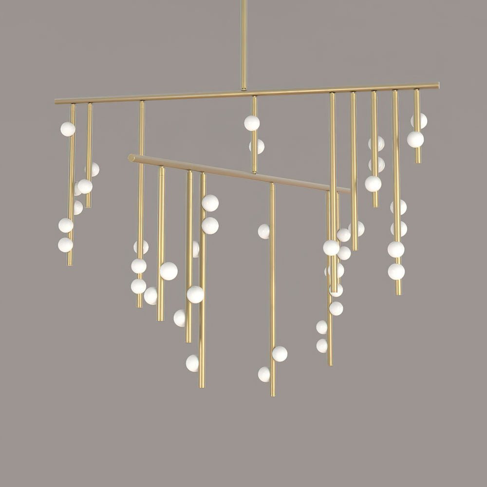 Bara Geometric Brass Linear Pendant Light Chandelier-Neutral Decor