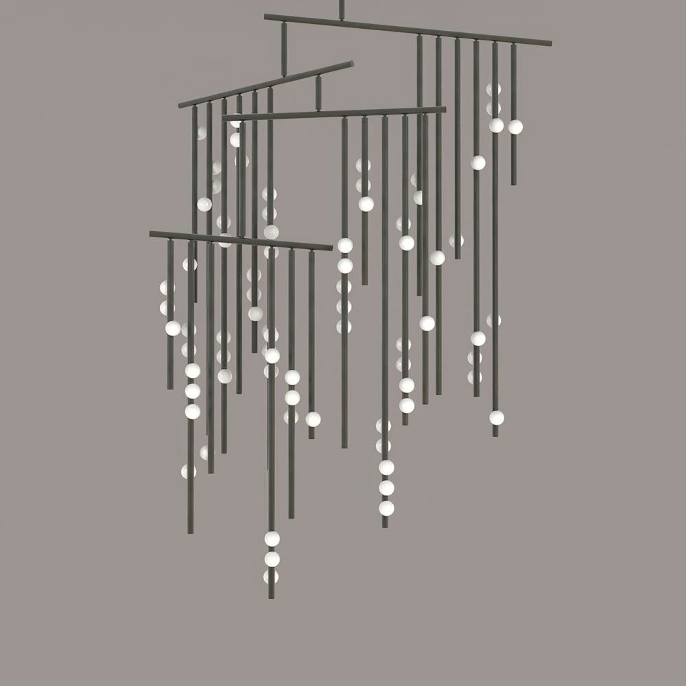 Bara Geometric Brass Linear Pendant Light Chandelier-Neutral Decor