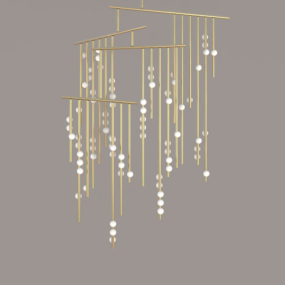 Bara Geometric Brass Linear Pendant Light Chandelier-Neutral Decor