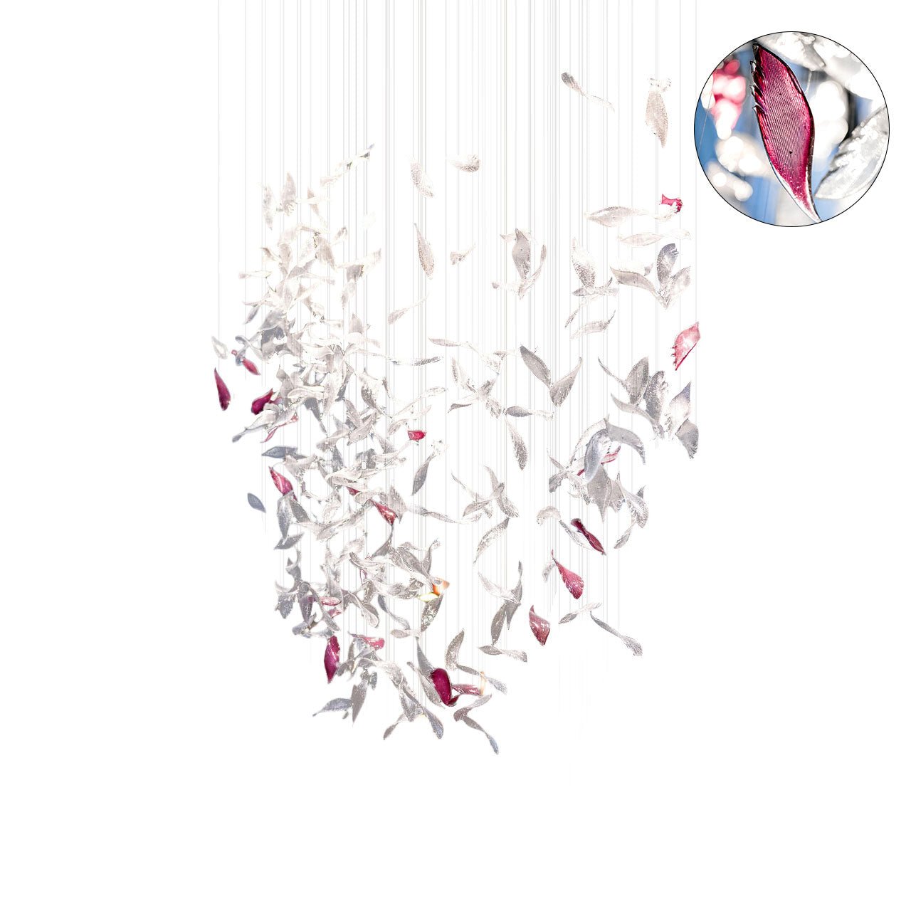Zathaara Glass Feather Shape Chandelier-Neutral Decor