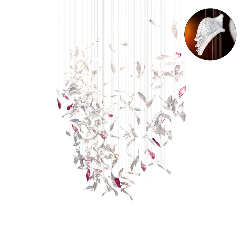 Zathaara Glass Feather Shape Chandelier-Neutral Decor