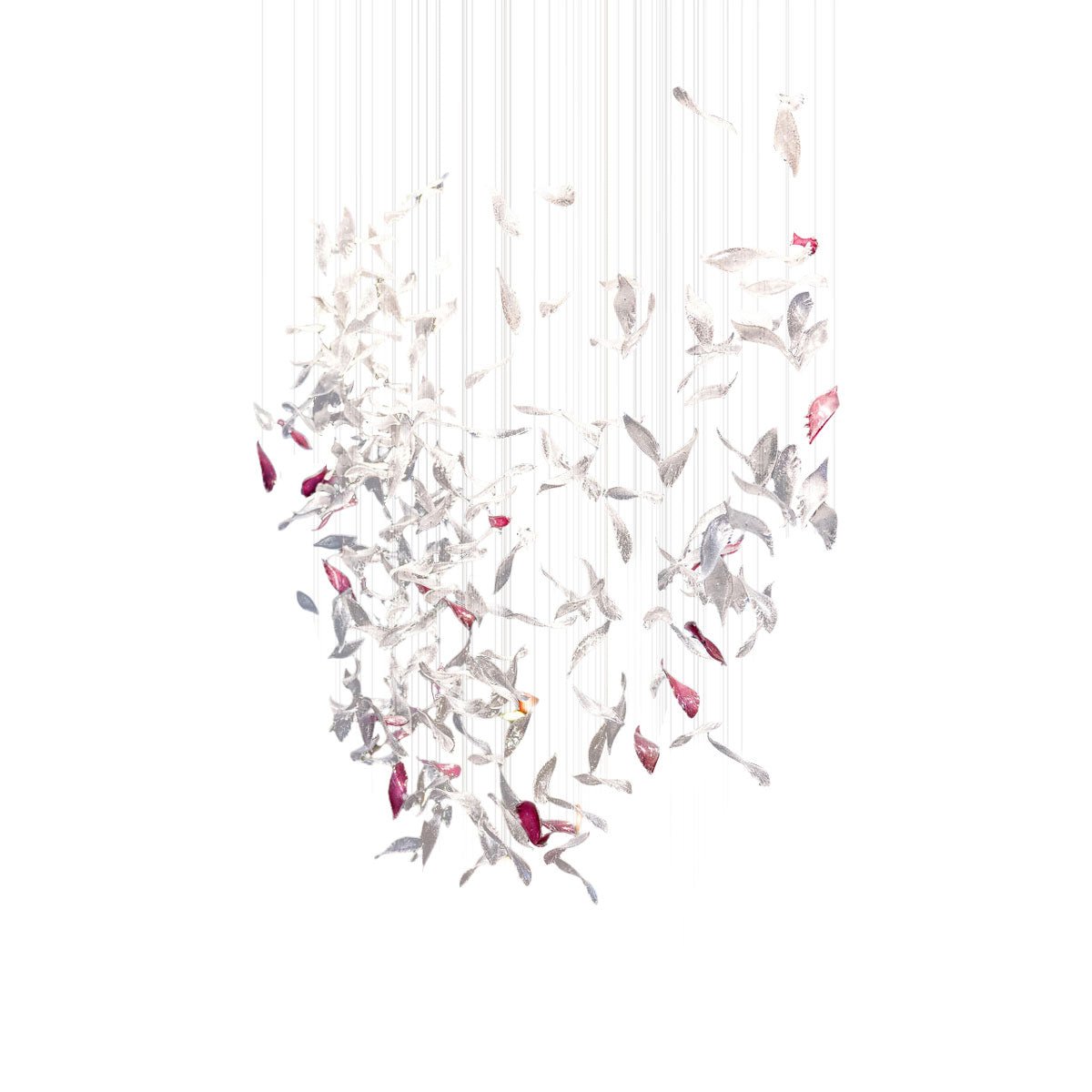 Zathaara Glass Feather Shape Chandelier-Neutral Decor