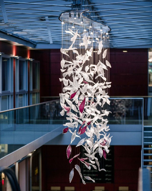 Zathaara Glass Feather Shape Chandelier-Neutral Decor