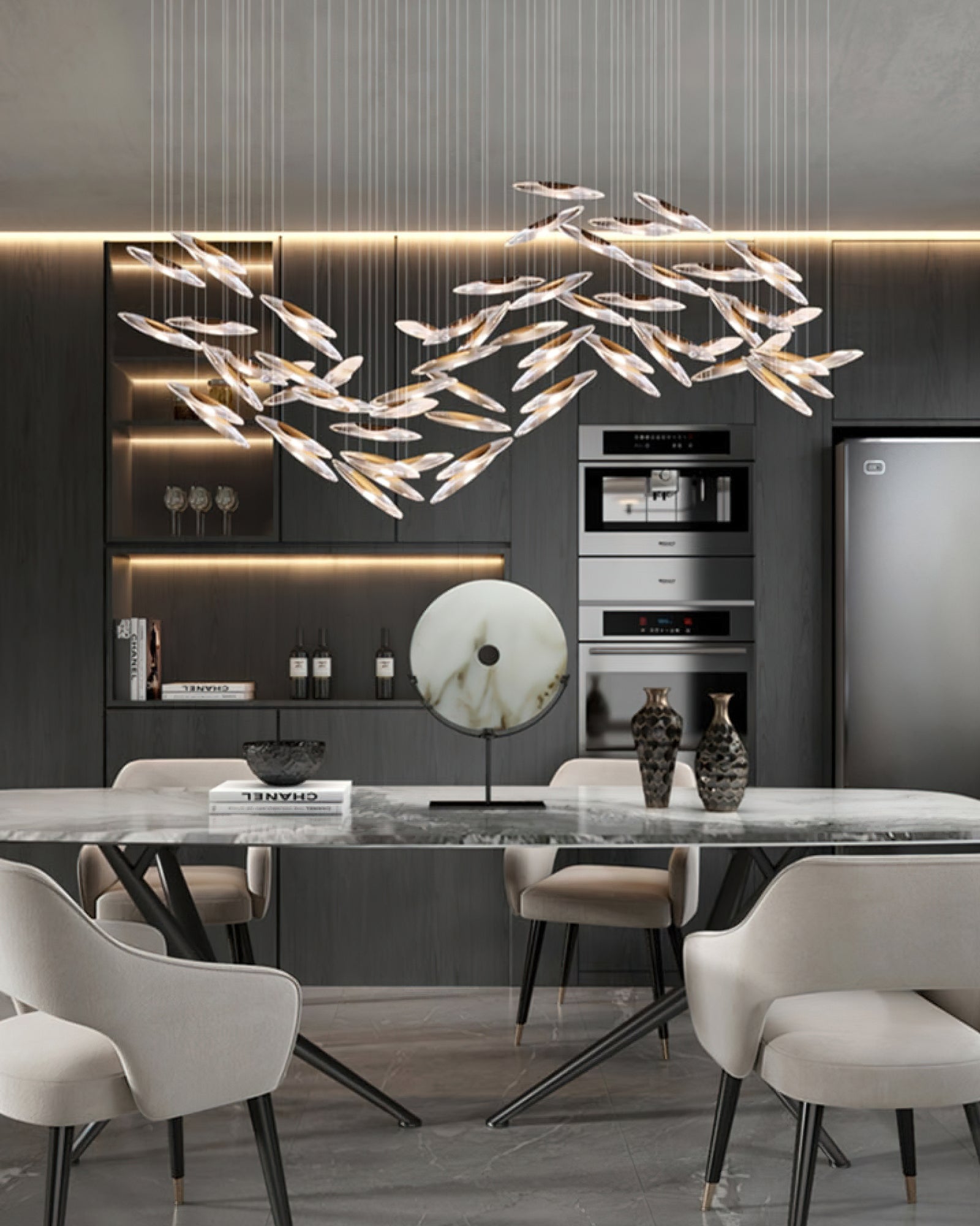 Hylor Luxury Moonlight Whispers Glass Chandelier-Neutral Decor