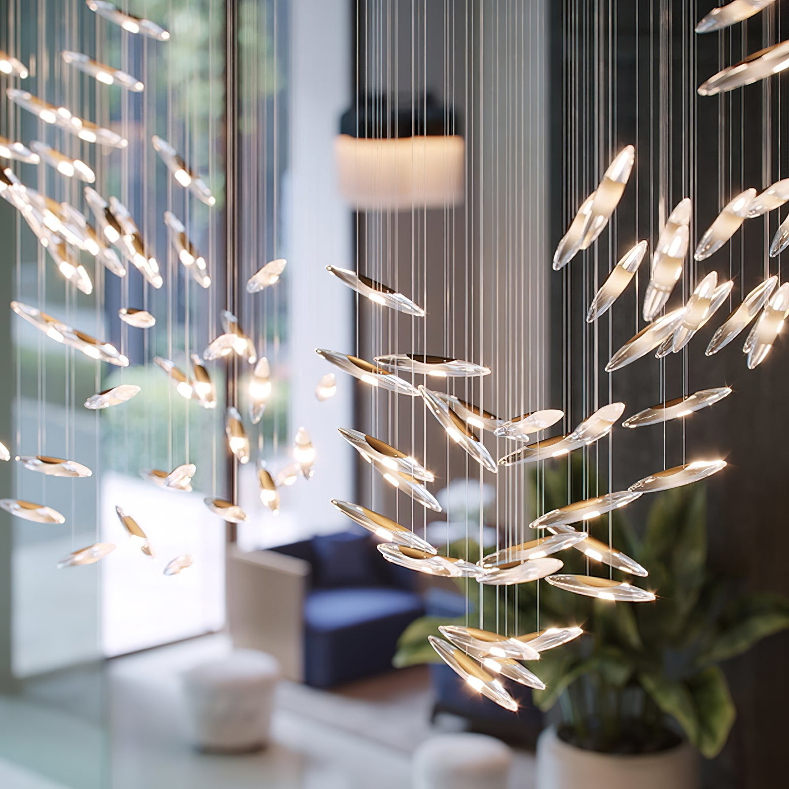 Hylor Luxury Moonlight Whispers Glass Chandelier-Neutral Decor