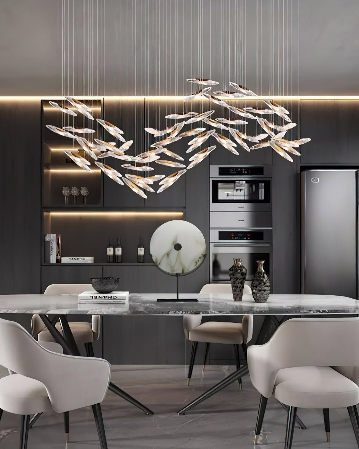 Hylor Luxury Moonlight Whispers Glass Chandelier-Neutral Decor