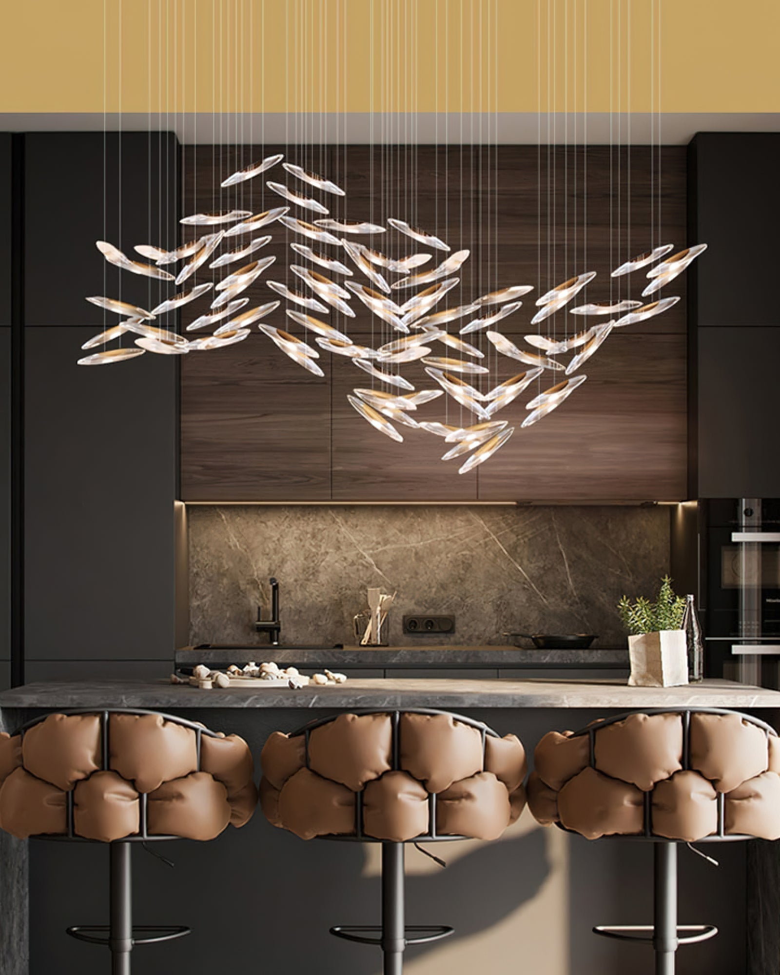 Hylor Luxury Moonlight Whispers Glass Chandelier-Neutral Decor
