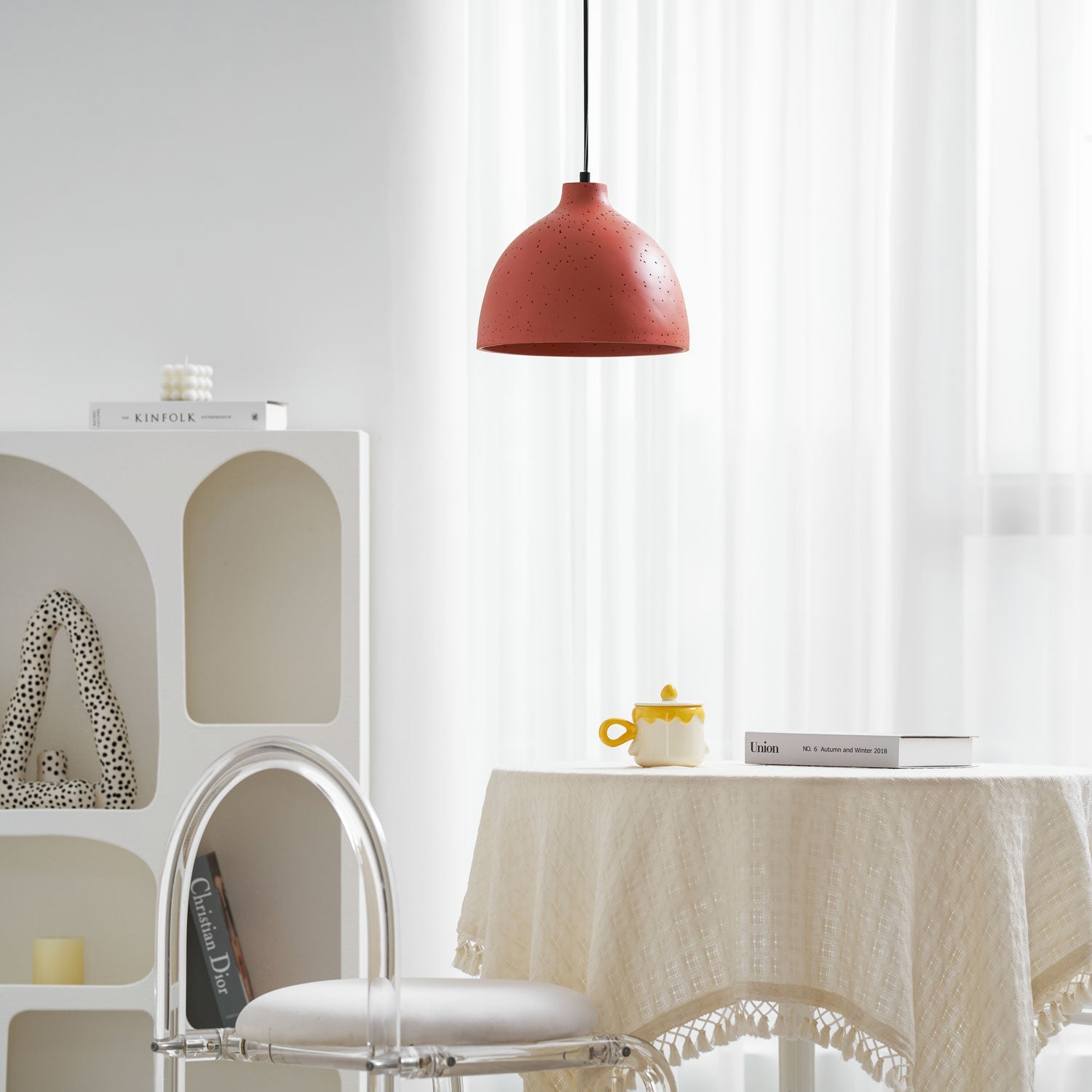 Resin Bowl Pendant Lamp-Neutral Decor