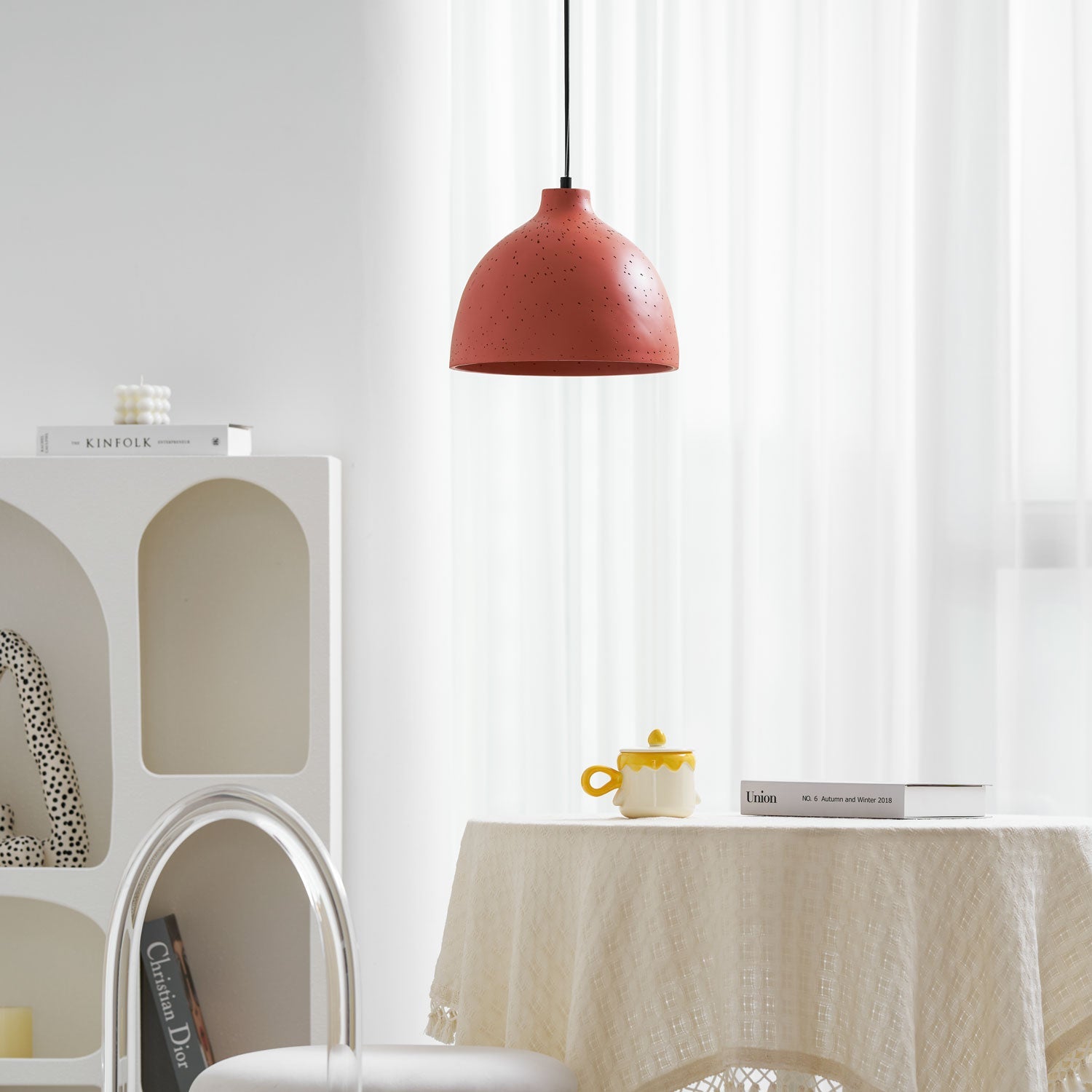Resin Bowl Pendant Lamp-Neutral Decor