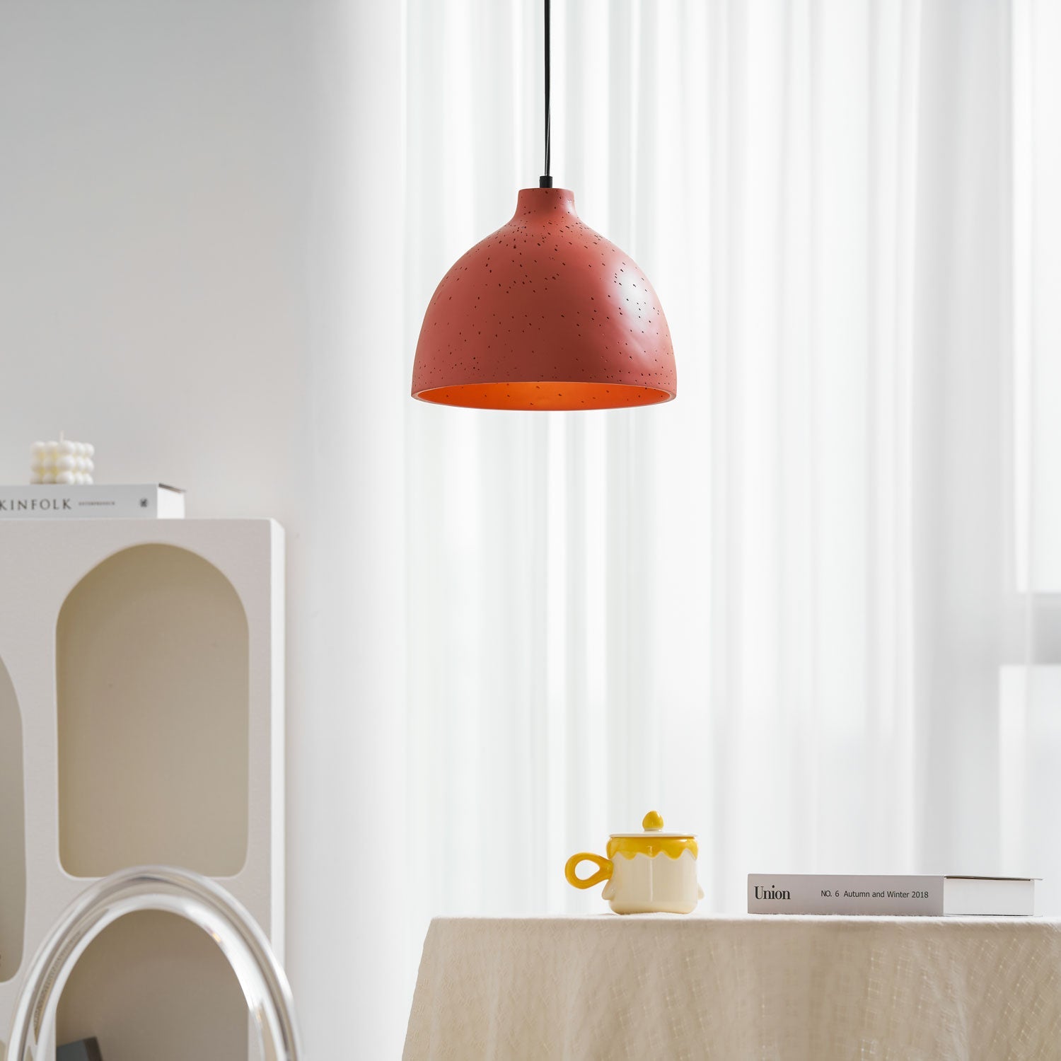Resin Bowl Pendant Lamp-Neutral Decor