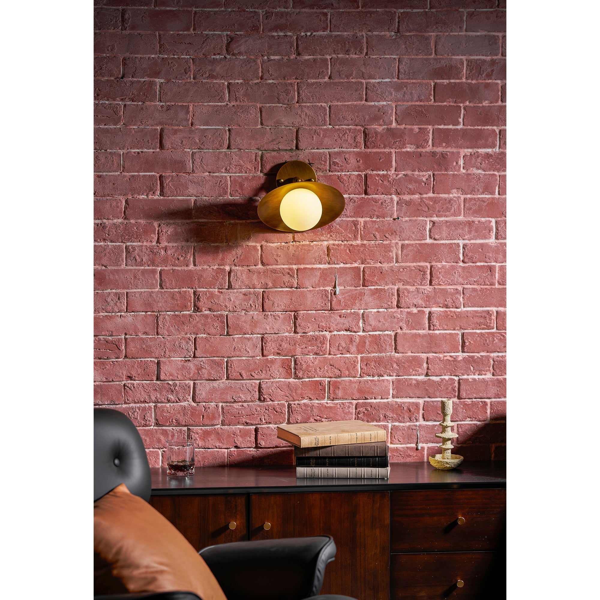 The alabaster shade of the Marie Petite lamp, unlit, showing its stone texture.
