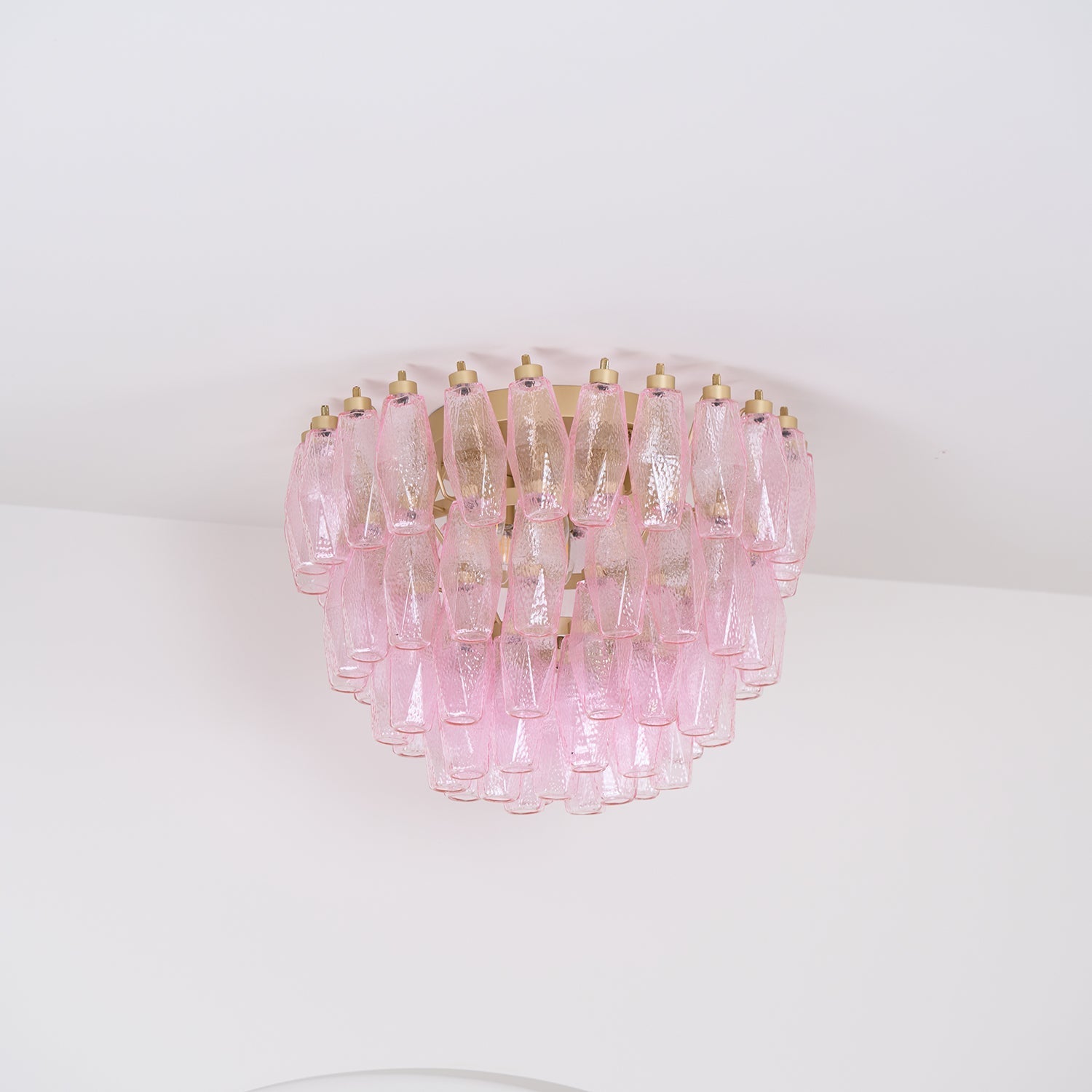 Aurora Ceiling Lamp Poliedri Pink Murano Glass Layered Flush Mount-Neutral Decor