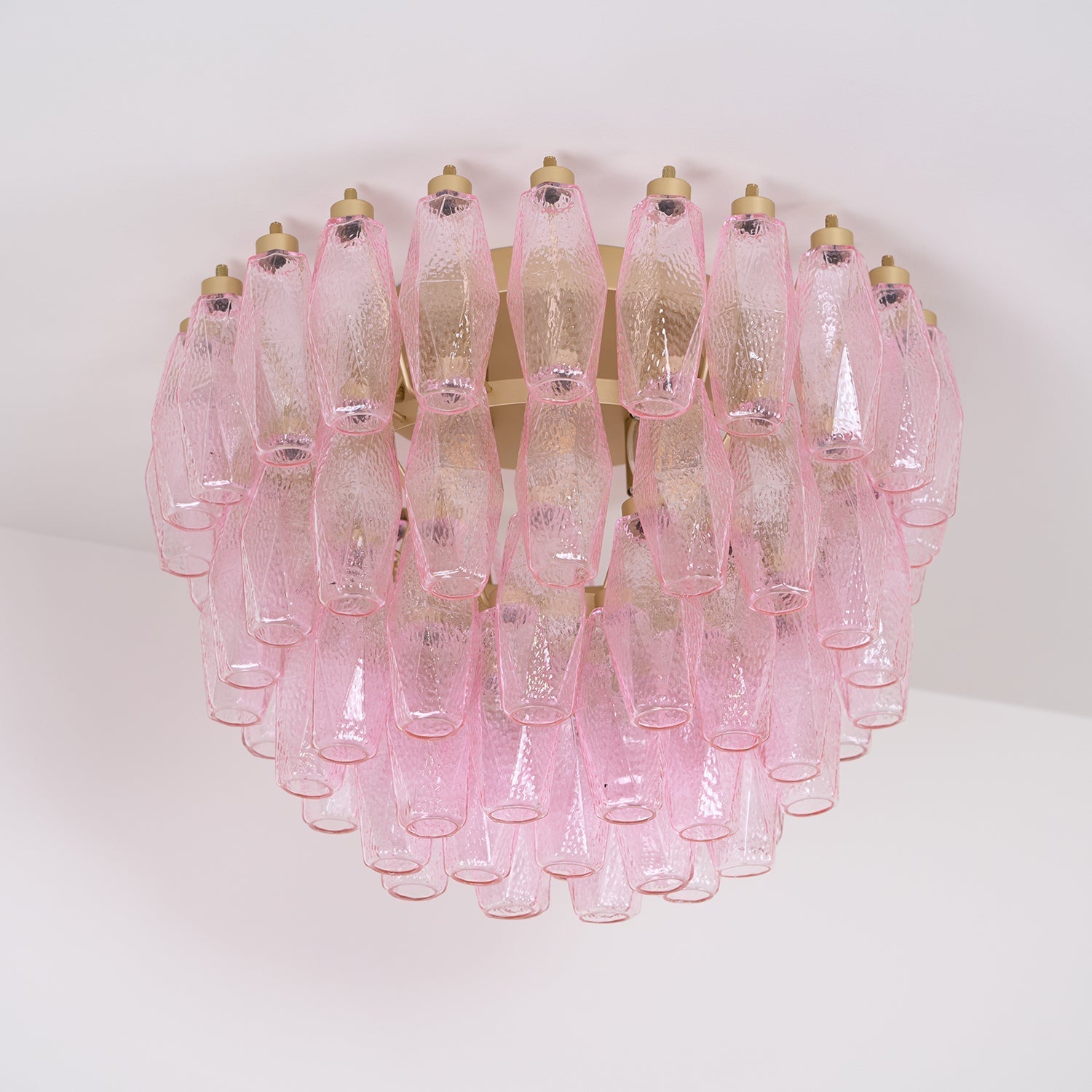 Aurora Ceiling Lamp Poliedri Pink Murano Glass Layered Flush Mount-Neutral Decor