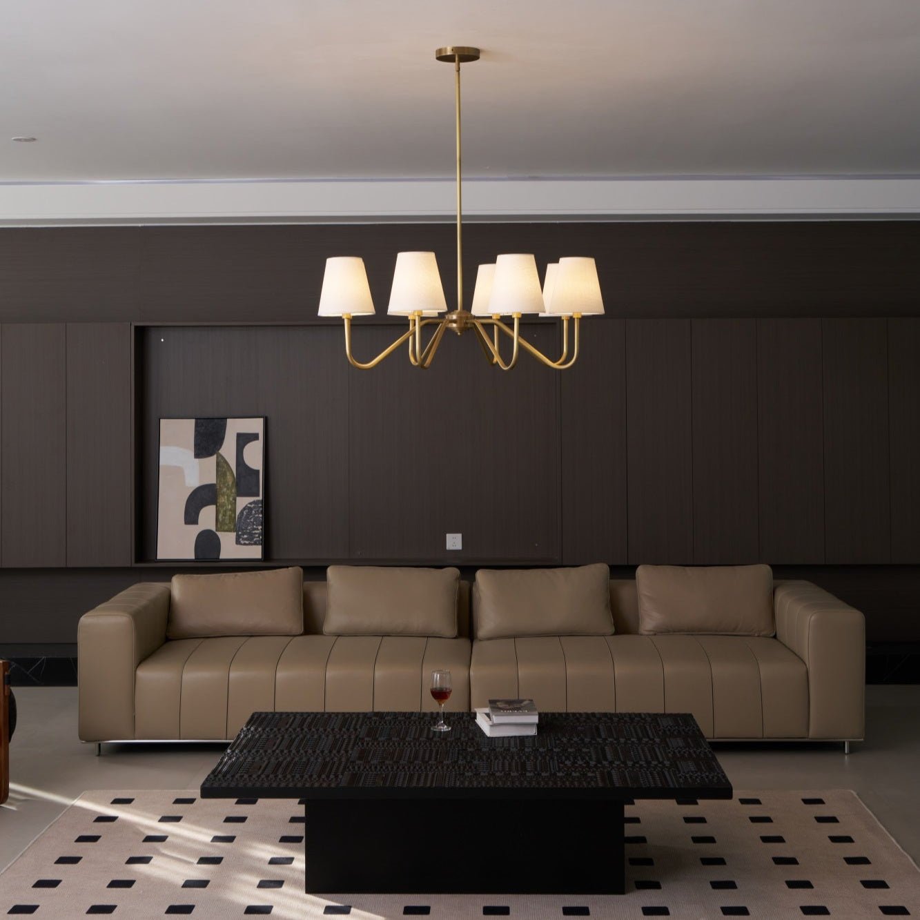 Viraean Vintage Industrial Brass Fabric Chandelier-Neutral Decor