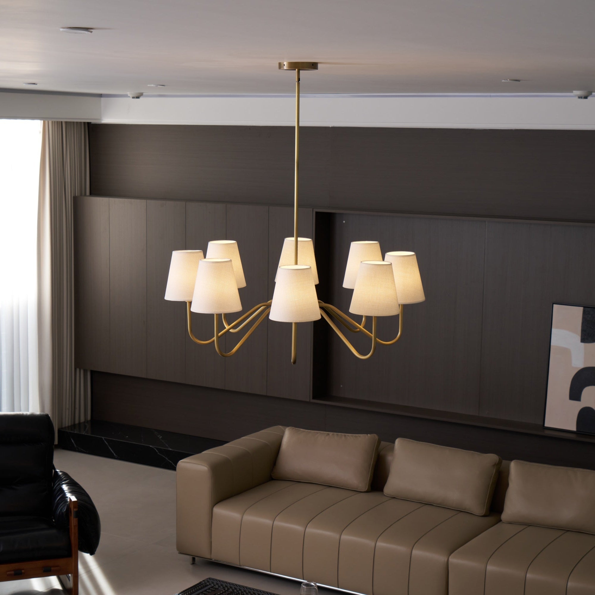 Viraean Vintage Industrial Brass Fabric Chandelier-Neutral Decor