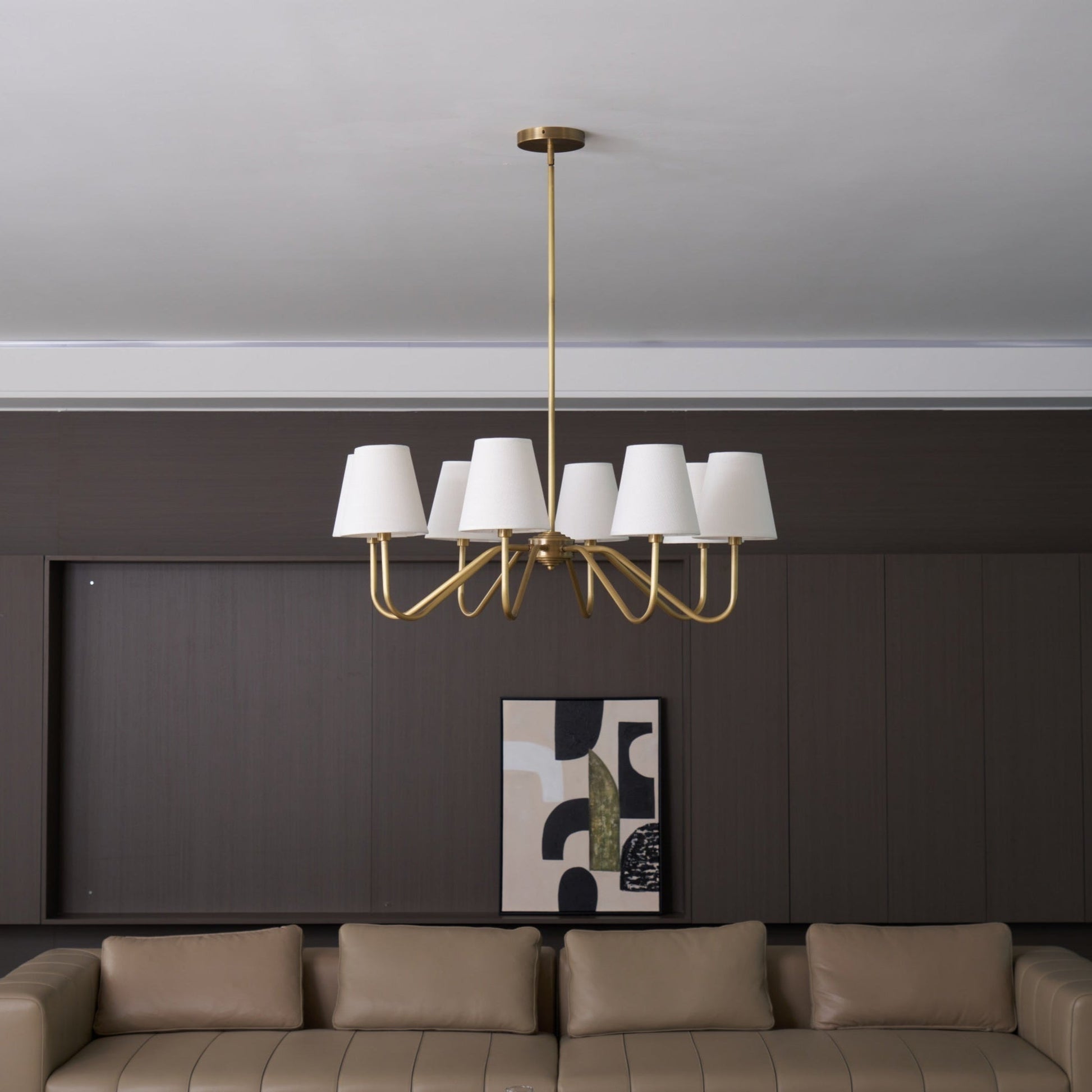 Viraean Vintage Industrial Brass Fabric Chandelier-Neutral Decor