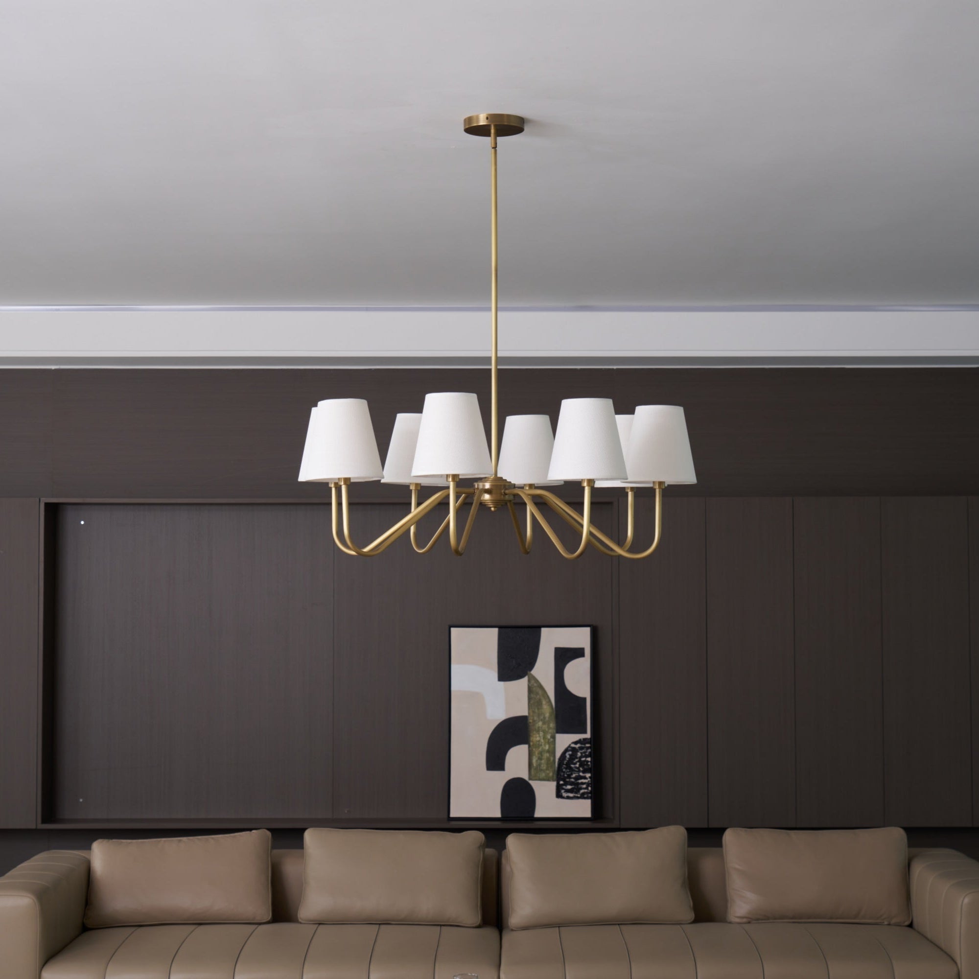 Viraean Vintage Industrial Brass Fabric Chandelier-Neutral Decor