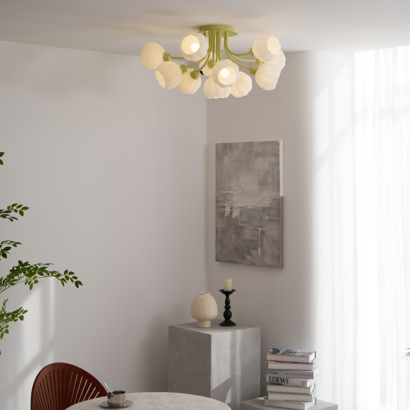 Zenorarae Elegance Matcha Glass Ceiling Lamp-Neutral Decor