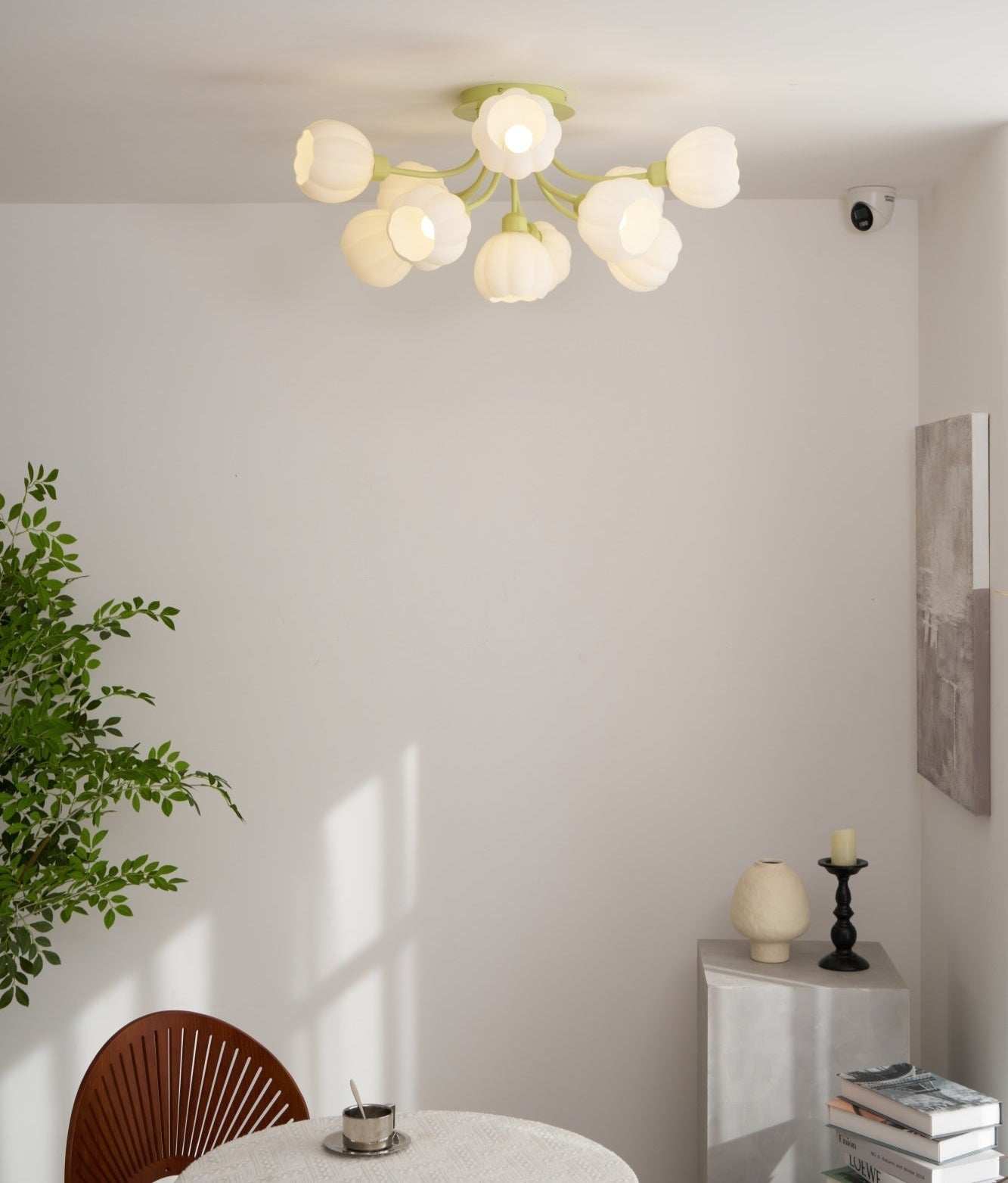 Zenorarae Elegance Matcha Glass Ceiling Lamp-Neutral Decor