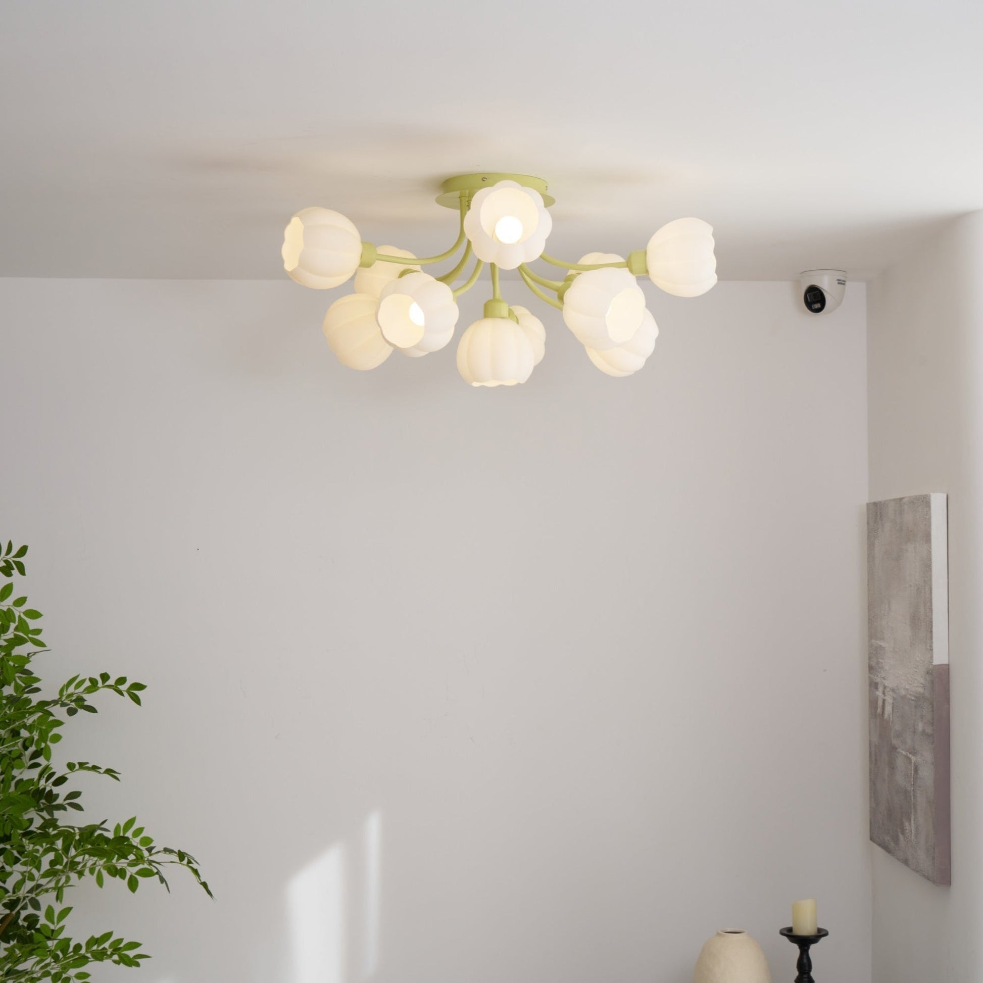 Zenorarae Elegance Matcha Glass Ceiling Lamp-Neutral Decor