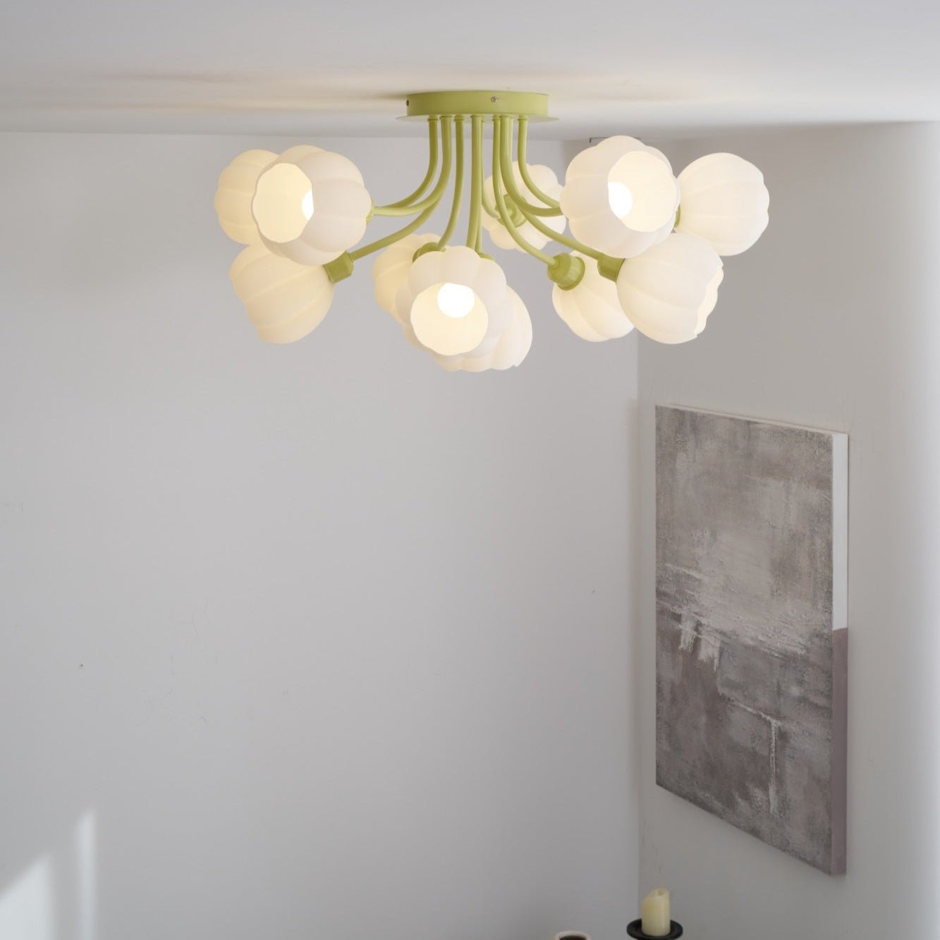 Zenorarae Elegance Matcha Glass Ceiling Lamp-Neutral Decor