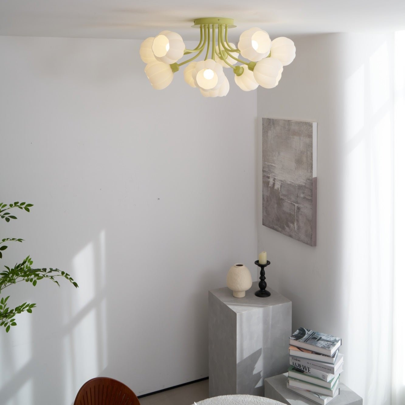 Zenorarae Elegance Matcha Glass Ceiling Lamp-Neutral Decor