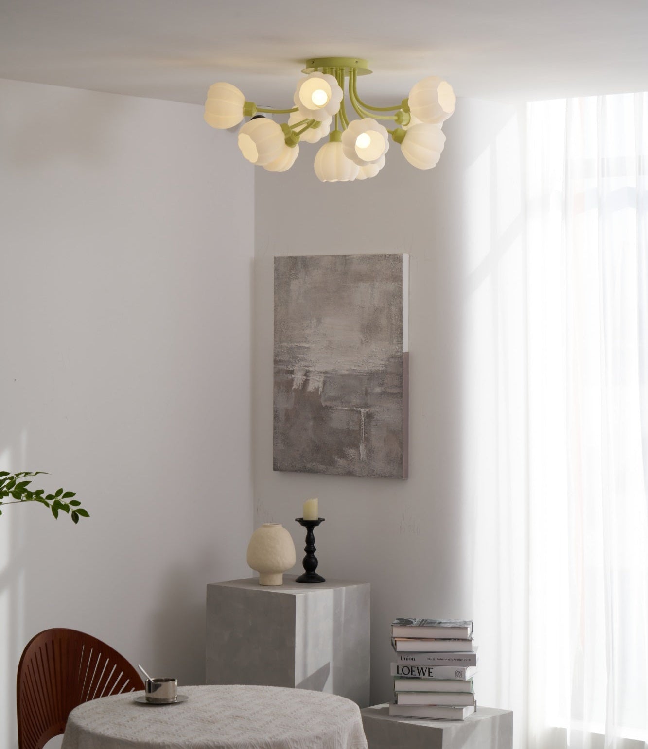 Zenorarae Elegance Matcha Glass Ceiling Lamp-Neutral Decor