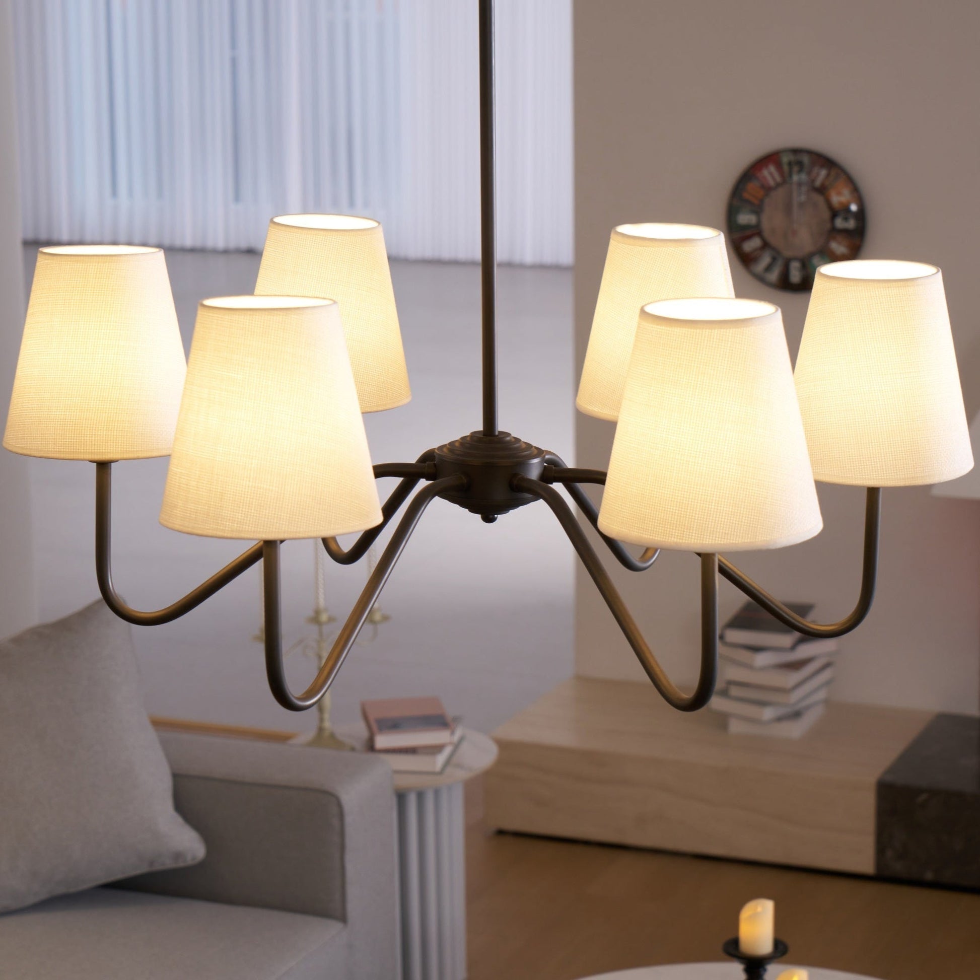 Aurvarira Lumos Classic Black Fabric Chandelier-Neutral Decor