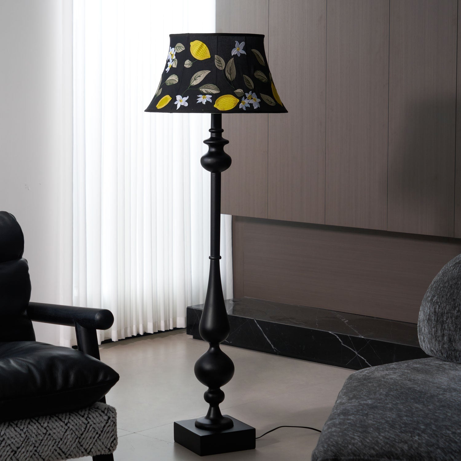 Floren Wood Fabric Classic Floor Lamp-Neutral Decor