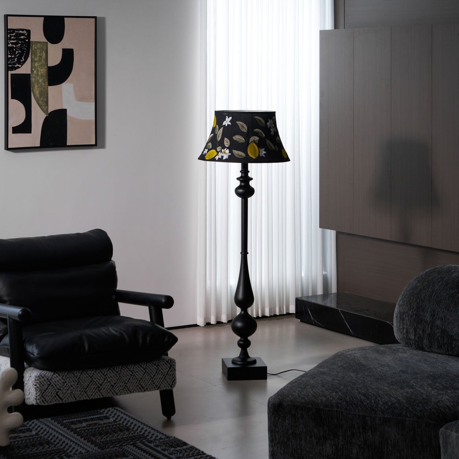 Floren Wood Fabric Classic Floor Lamp-Neutral Decor