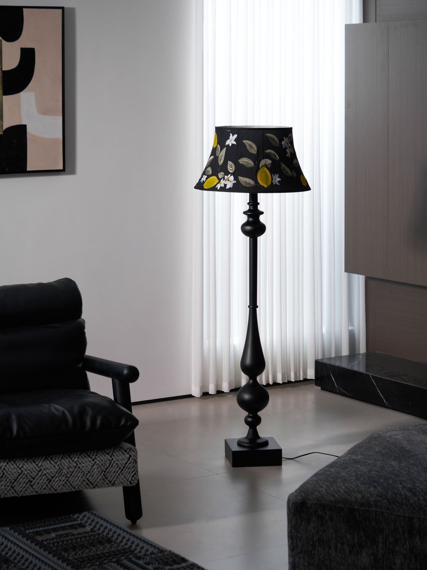 Floren Wood Fabric Classic Floor Lamp-Neutral Decor