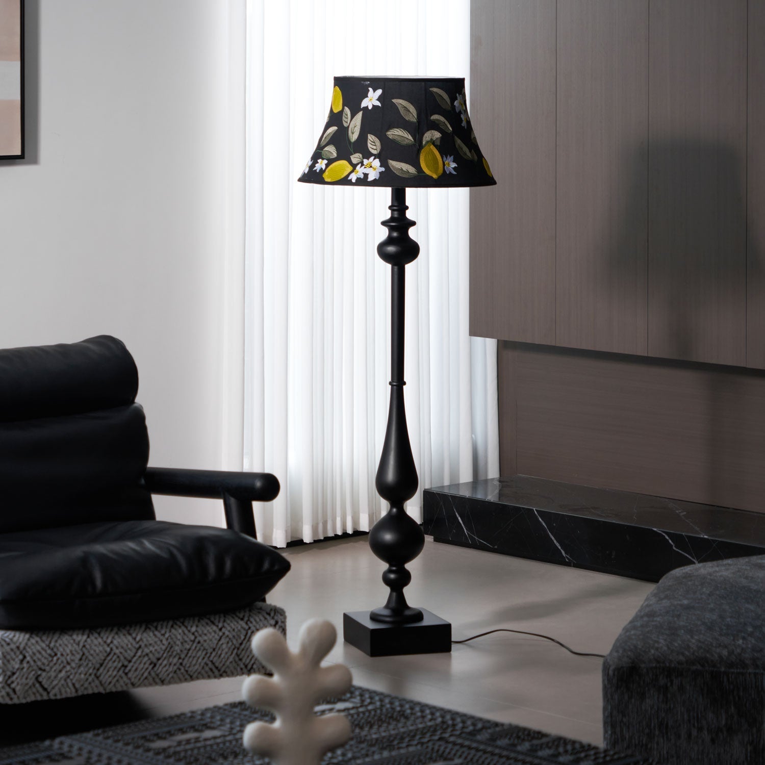 Floren Wood Fabric Classic Floor Lamp-Neutral Decor