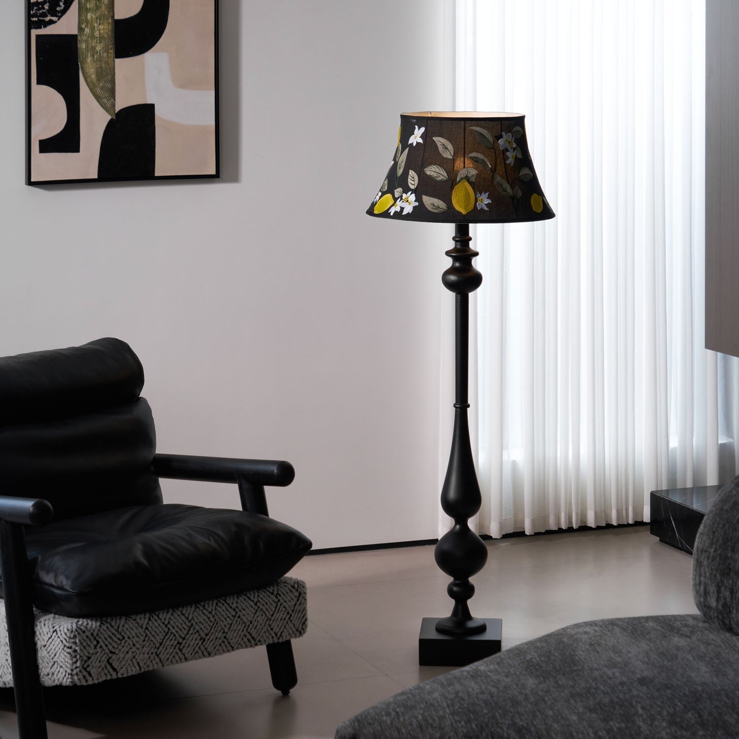 Floren Wood Fabric Classic Floor Lamp-Neutral Decor