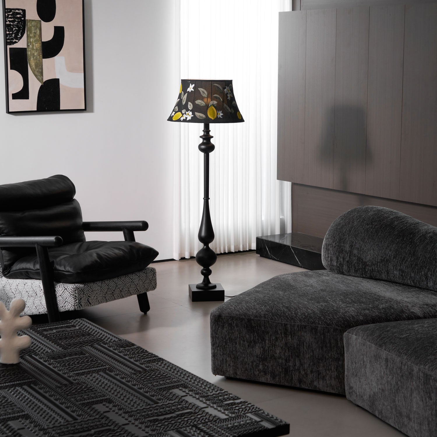 Floren Wood Fabric Classic Floor Lamp-Neutral Decor