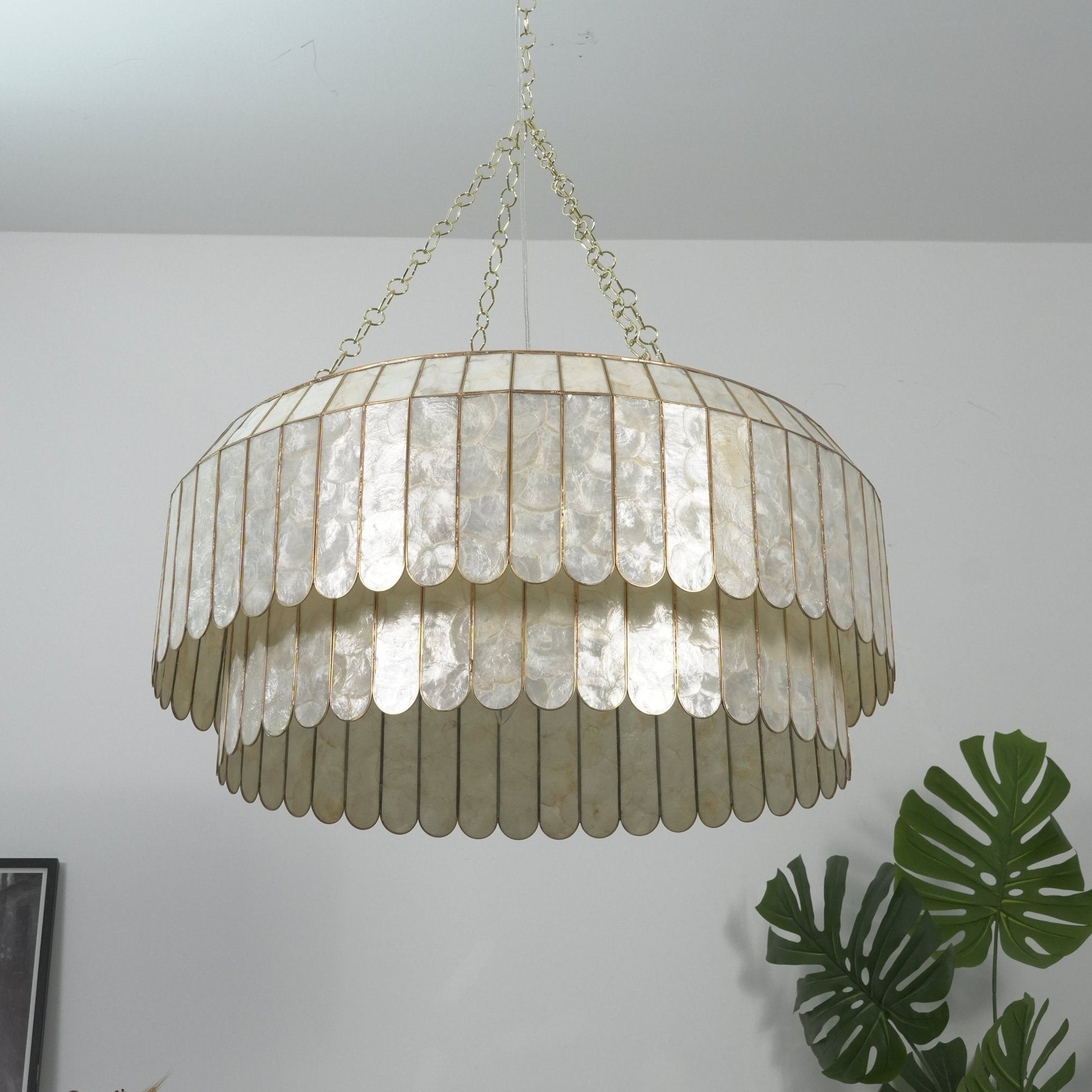 Holz Gold Shell Metal Aurelia Chandelier-Neutral Decor